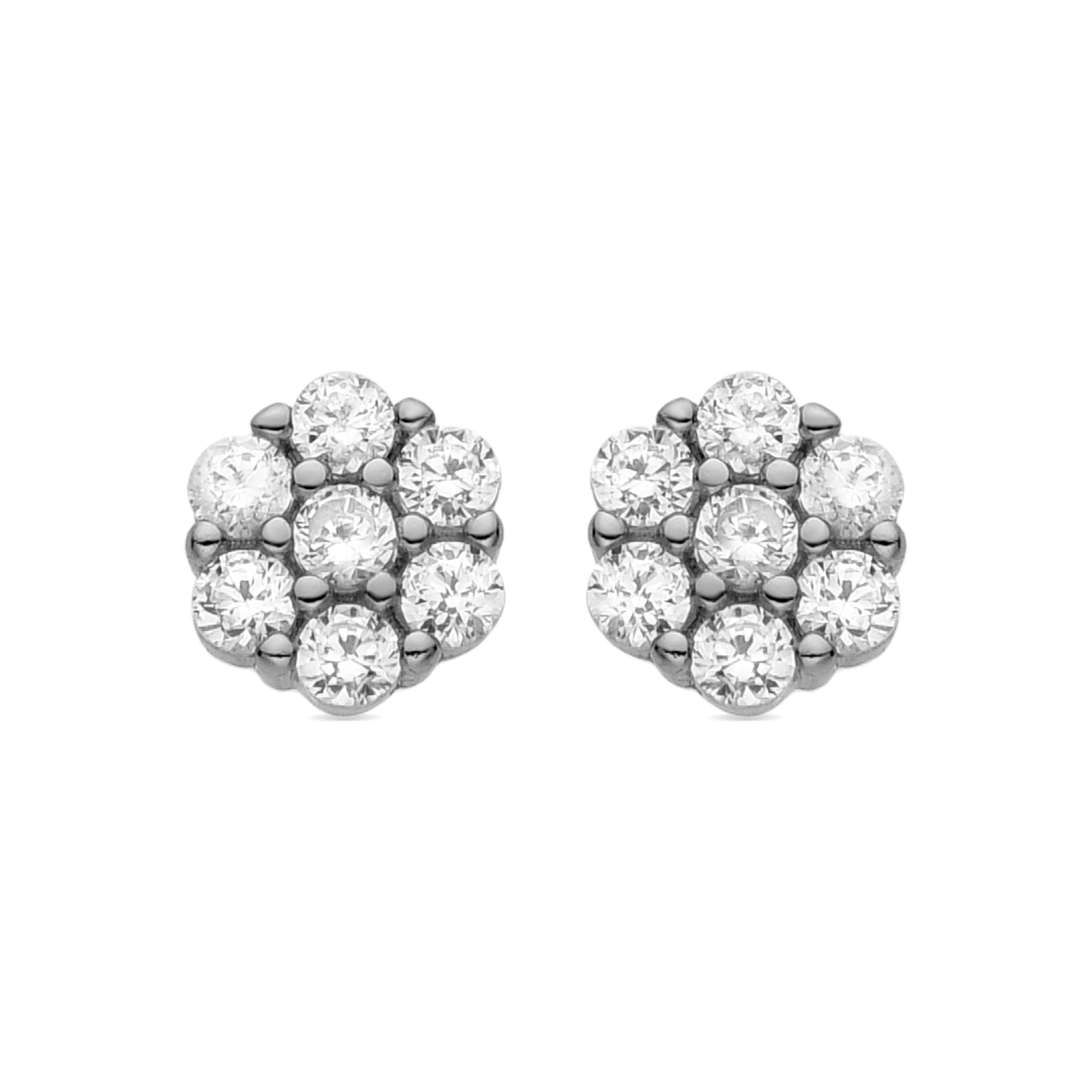 Boucles d'oreilles en argent sterling 925 et zircon brillant finies en rhodium - Oris