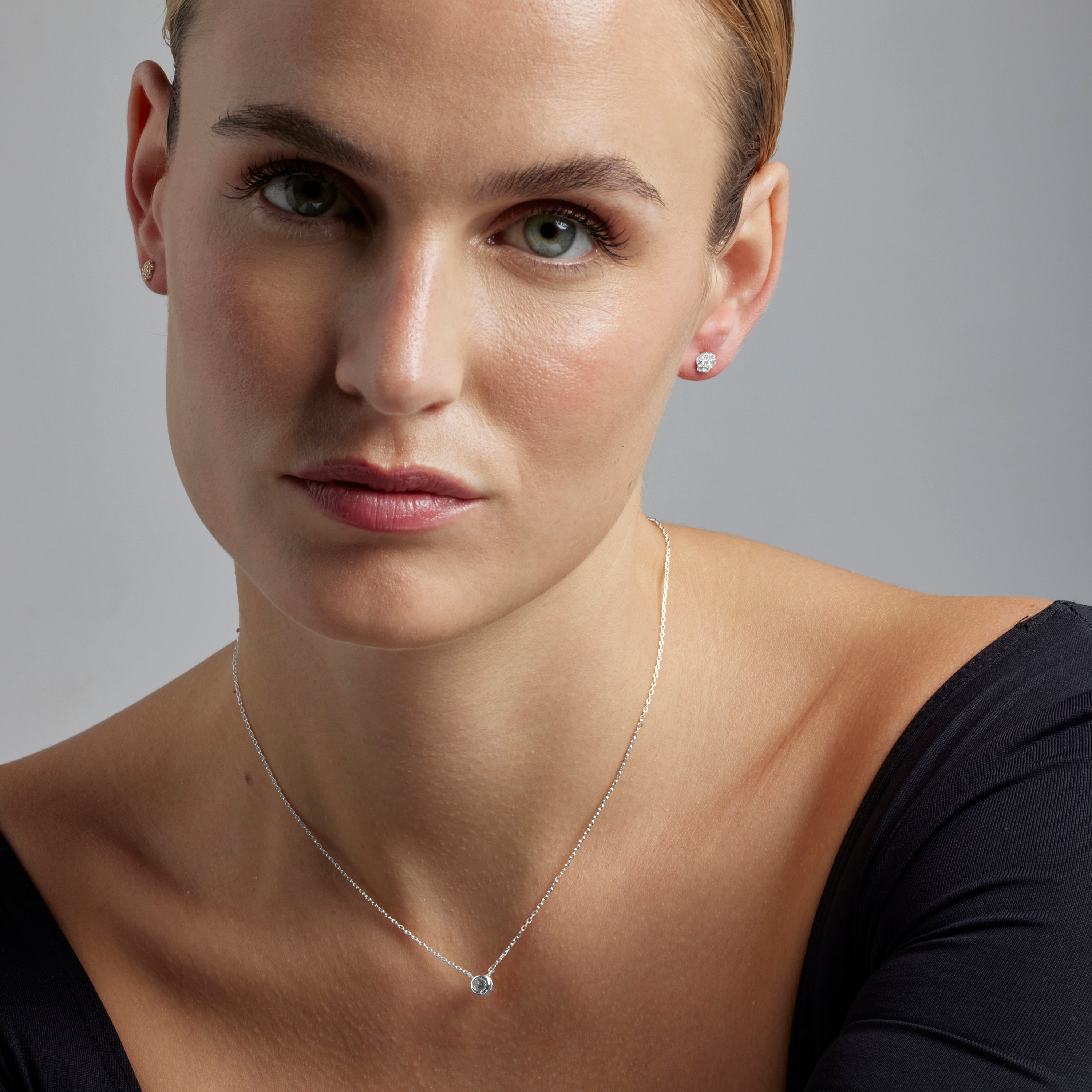 Boucles d'oreilles en argent sterling 925 et zircon brillant finies en rhodium - Oris