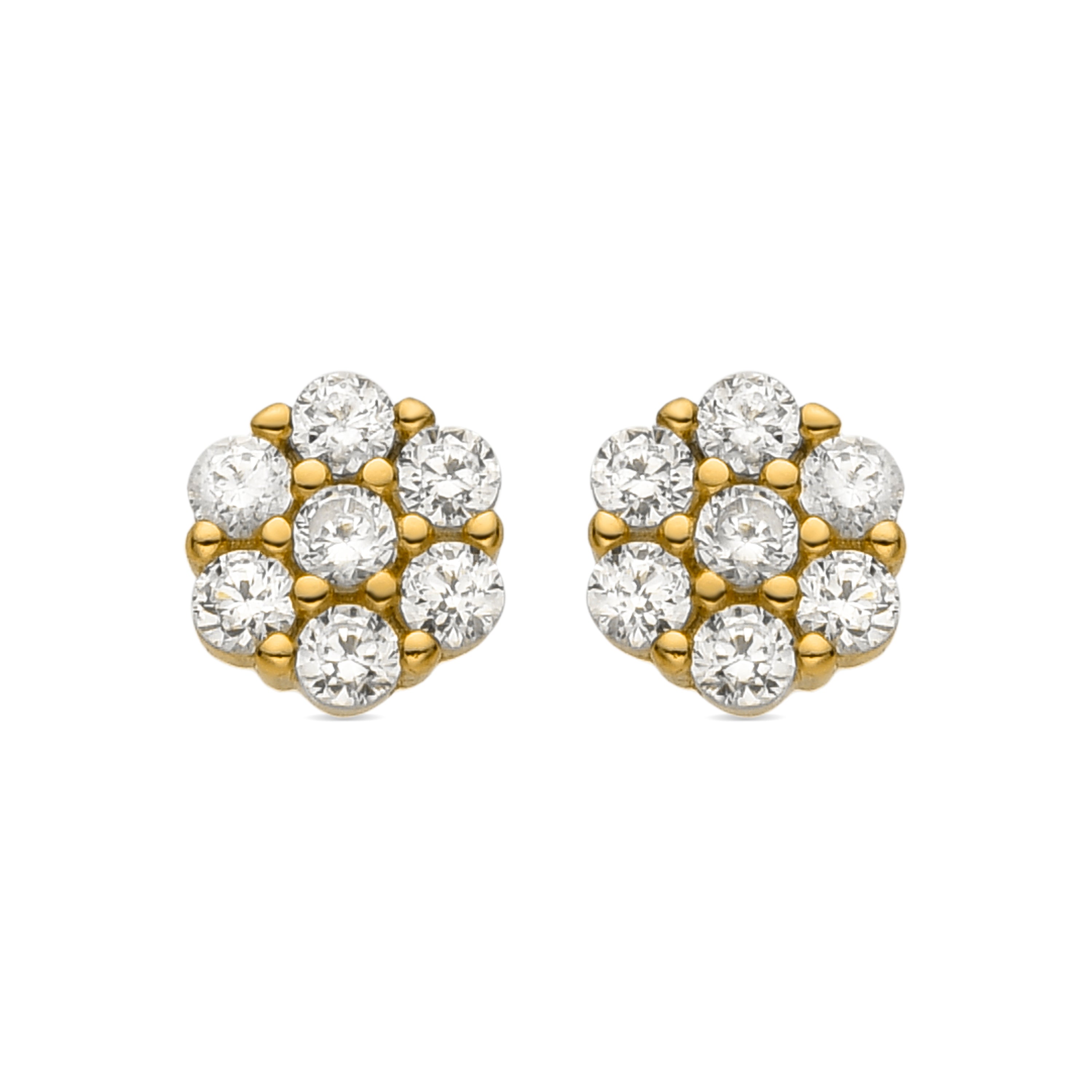 Boucles d'oreilles en argent sterling 925 et zircon brillant finies en or jaune 18K - Oris