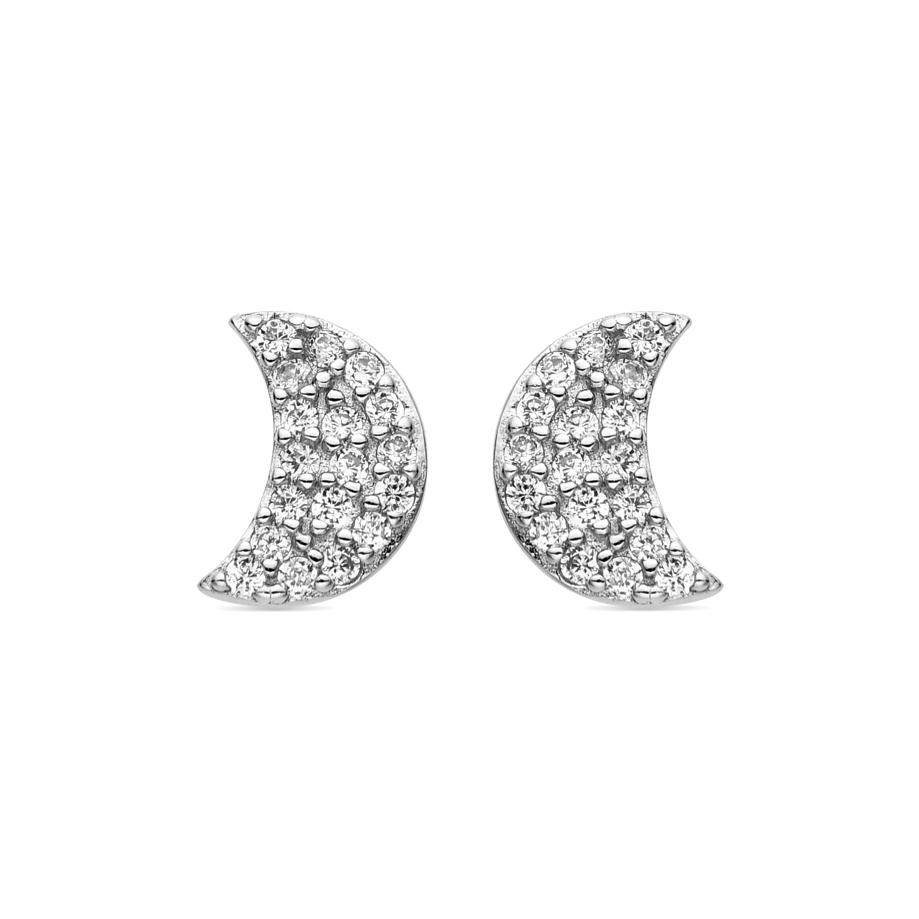 Boucles d'oreilles en argent sterling 925 et zircon brillant finies en rhodium - Duver