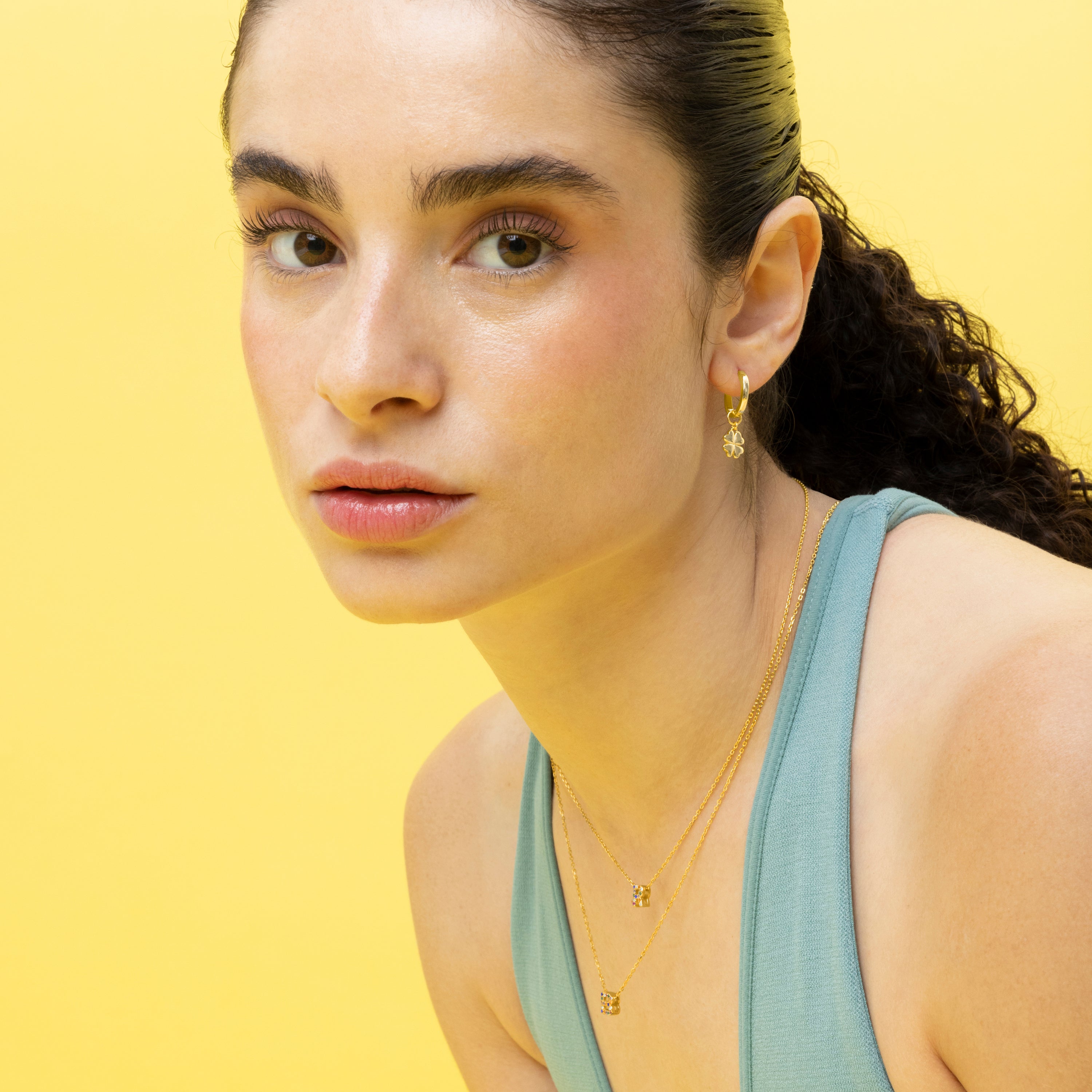 925 Sterling Zilveren Oorbellen afgewerkt in 18K Geelgoud - Dira