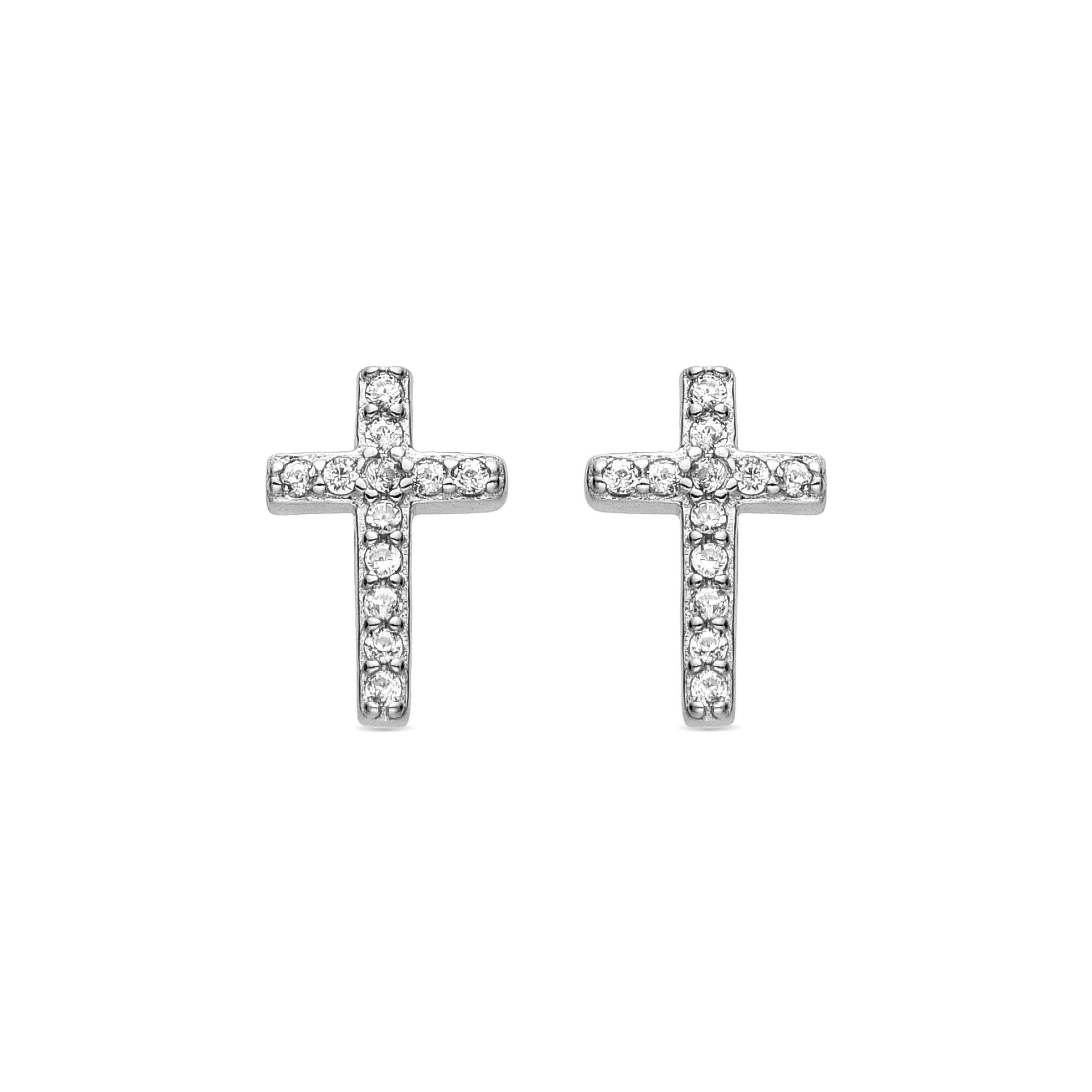 Boucles d'oreilles en argent sterling 925 et zircon brillant finies en rhodium - Zudis