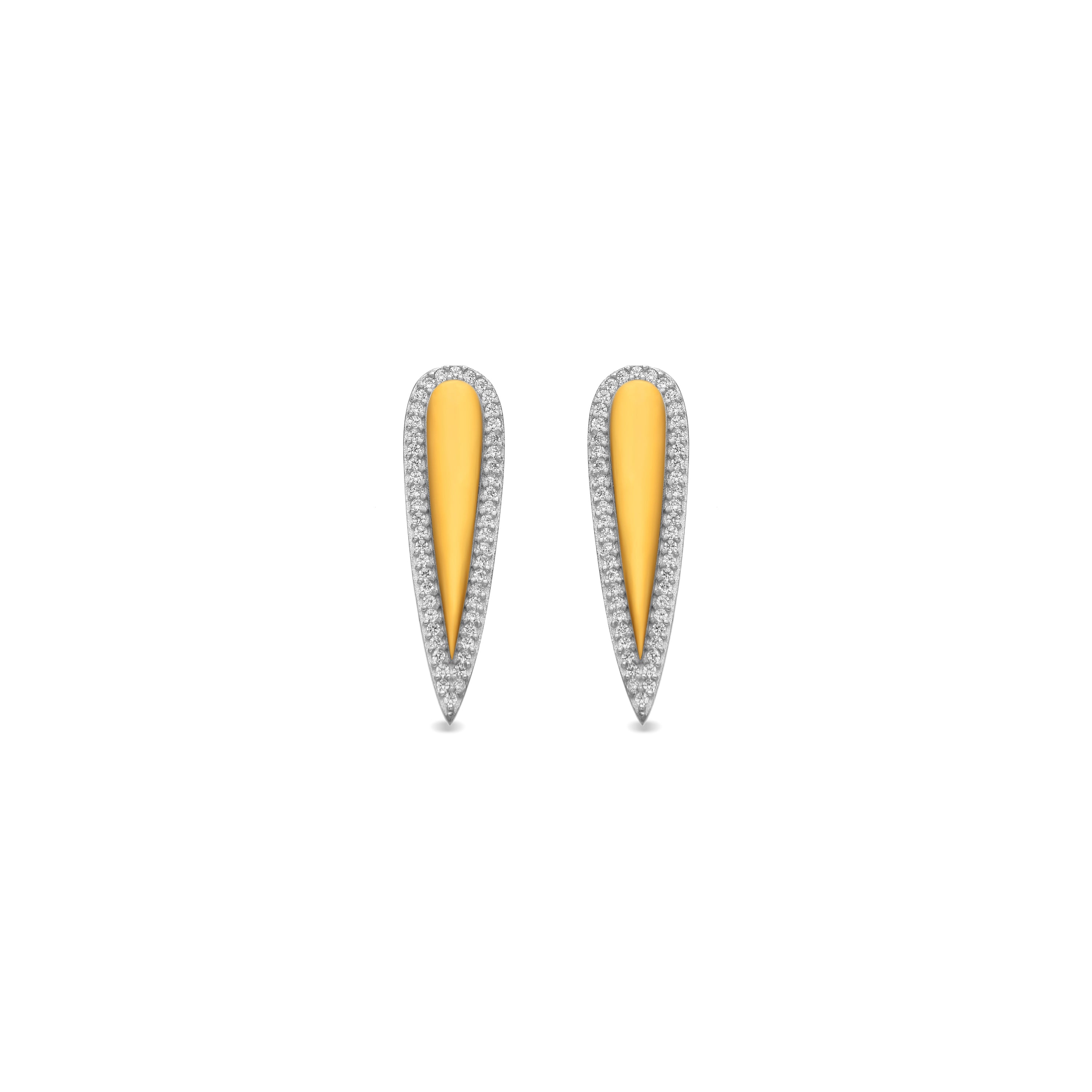 Boucles d'oreilles en argent sterling 925 et zircon brillant finition or 18k - Miriax