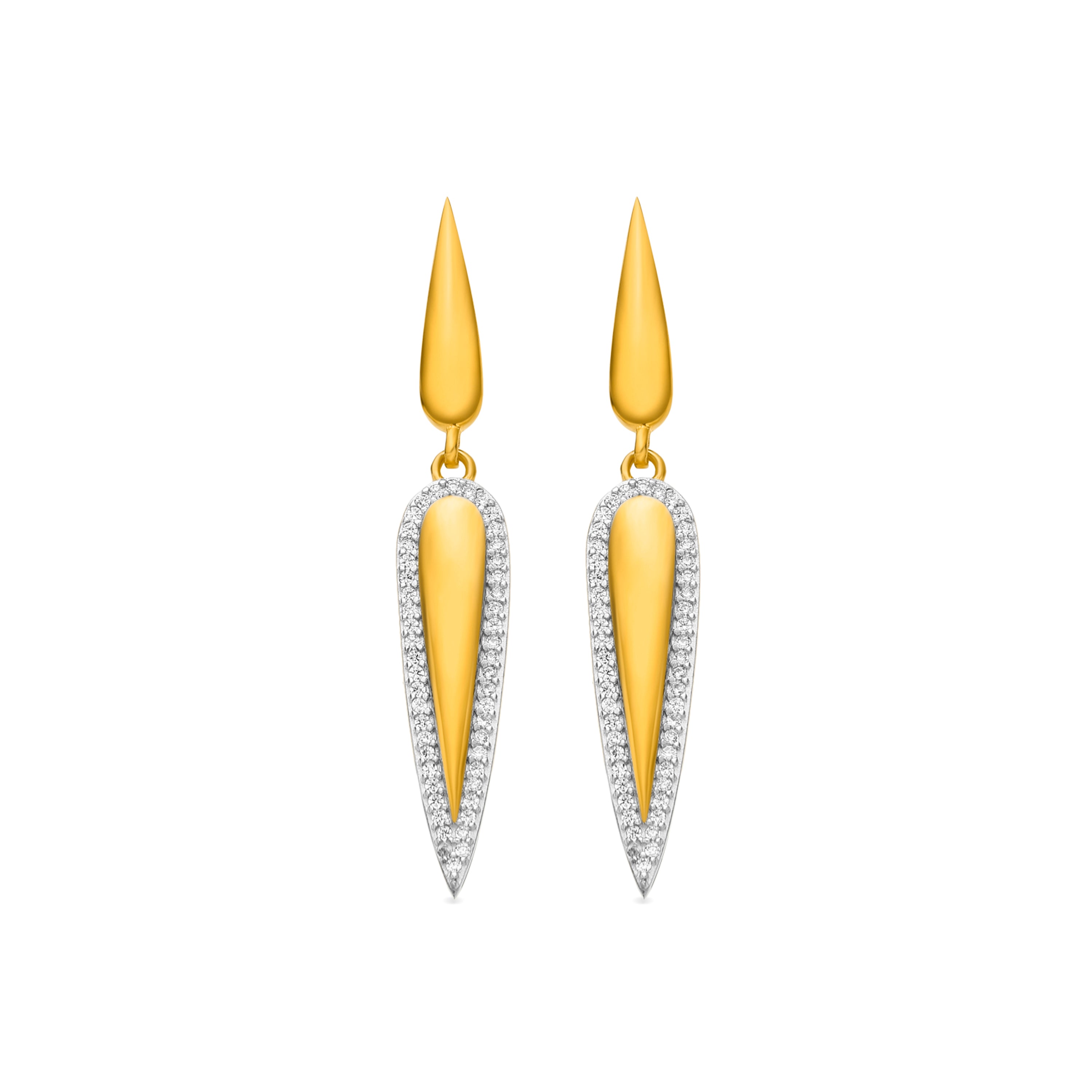 925 Sterling Silver Earrings with Brilliant Zirconia finished in 18k gold - Omiya