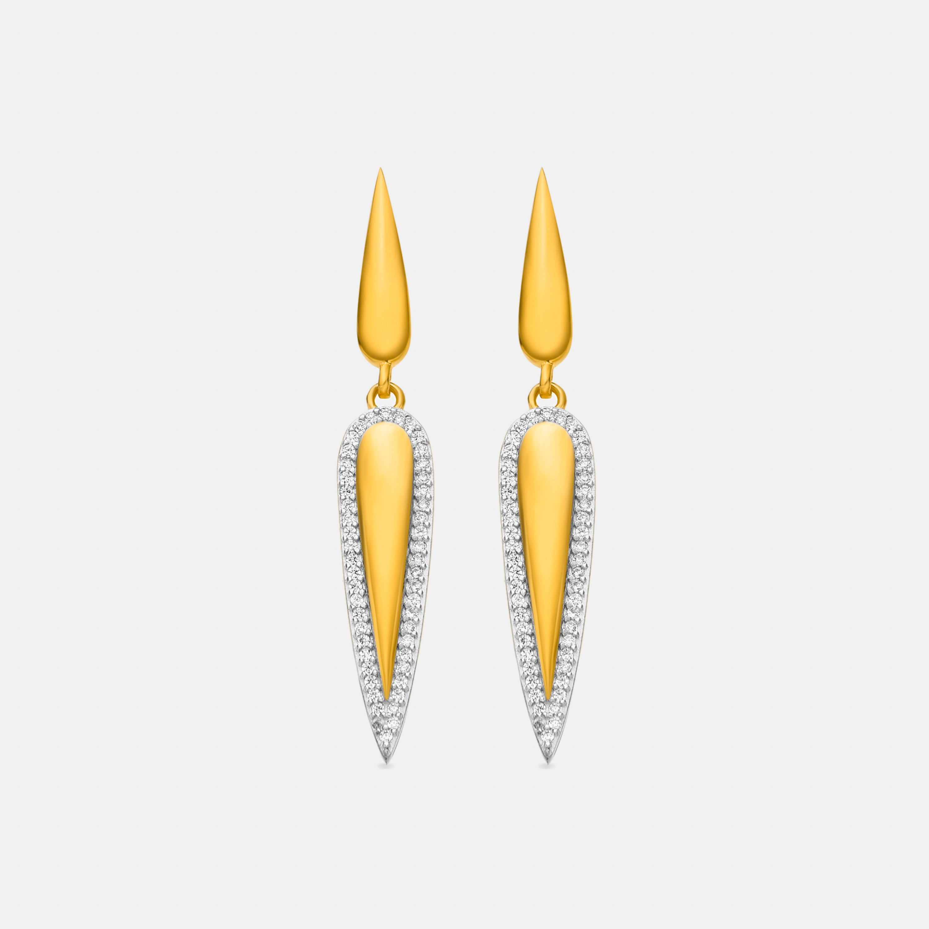 Pendientes de Plata de Ley 925 y Circonita Brillante acabado oro 18k - Omiya