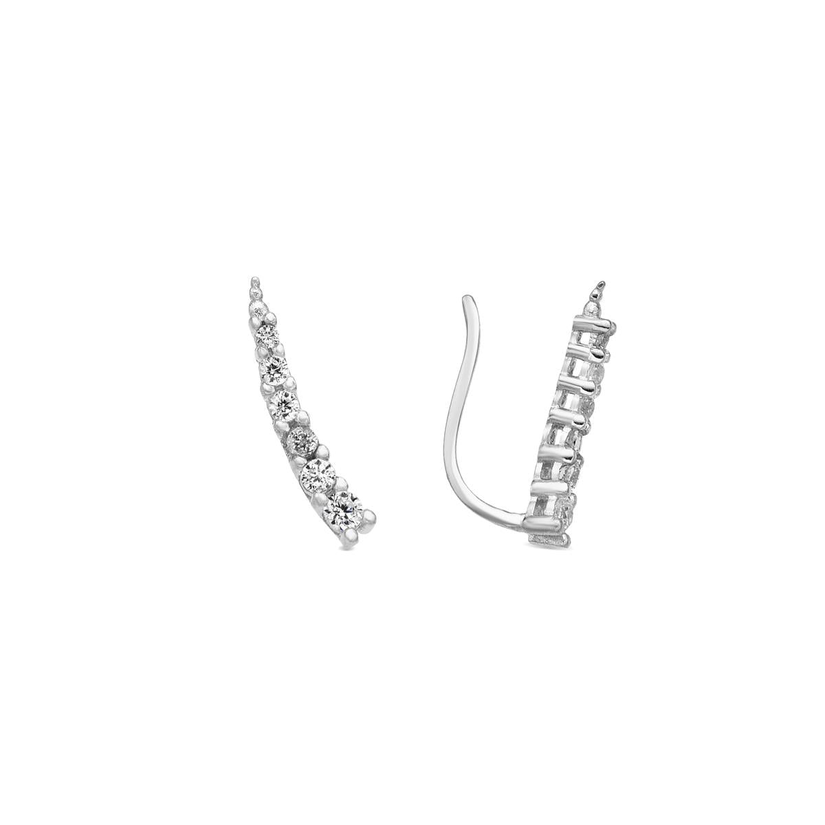 925 Sterling Silver Earrings with Brilliant Zirconia and Rhodium Finish - Losci