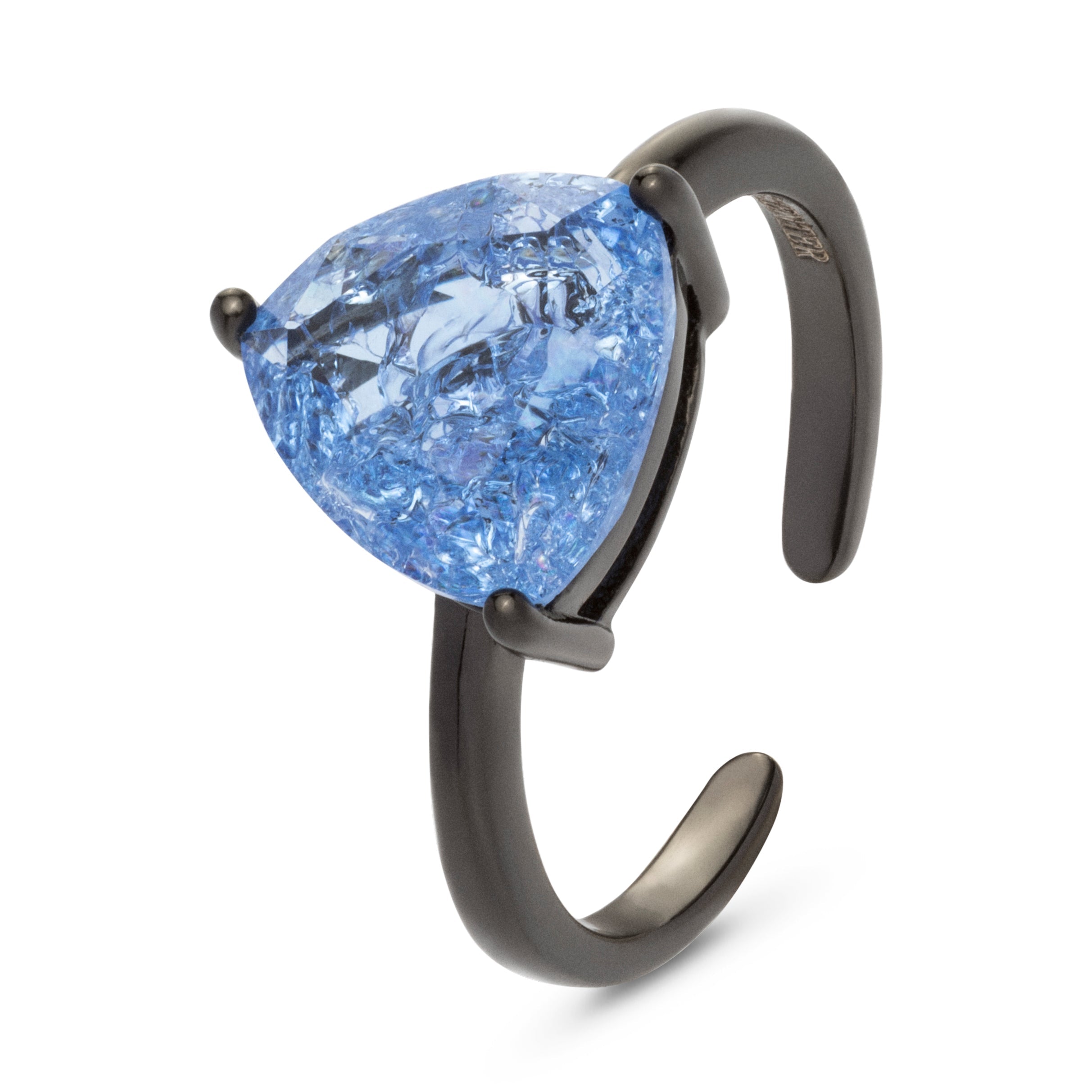 Anillo de Plata de Ley 925 con Cuarzo Hidrotermal Lapislazuli acabado en rutenio negro - Georbald