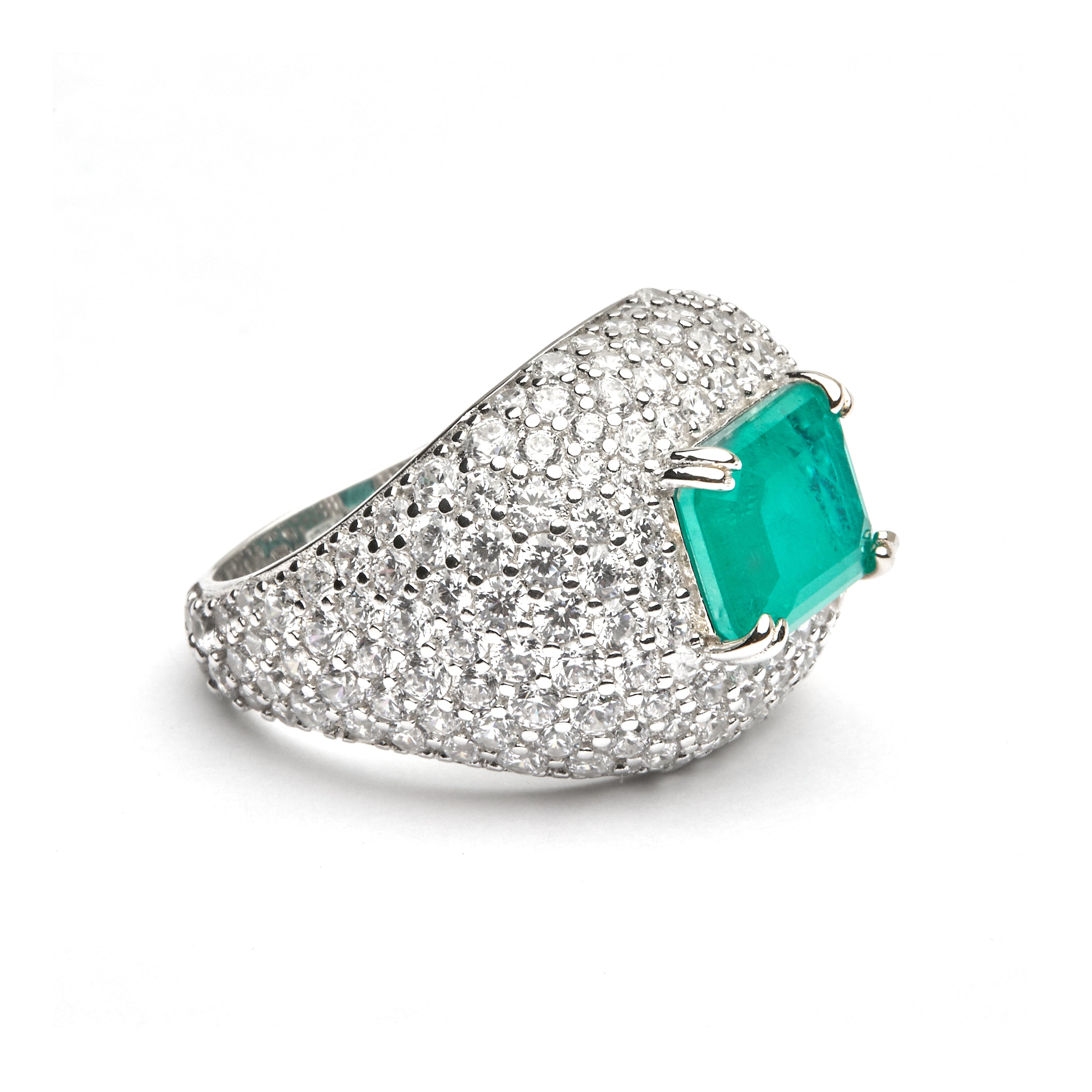 Bague en Argent Sterling 925 et Quartz Hydrothermal Bleu Clair finition rhodium - Kabia