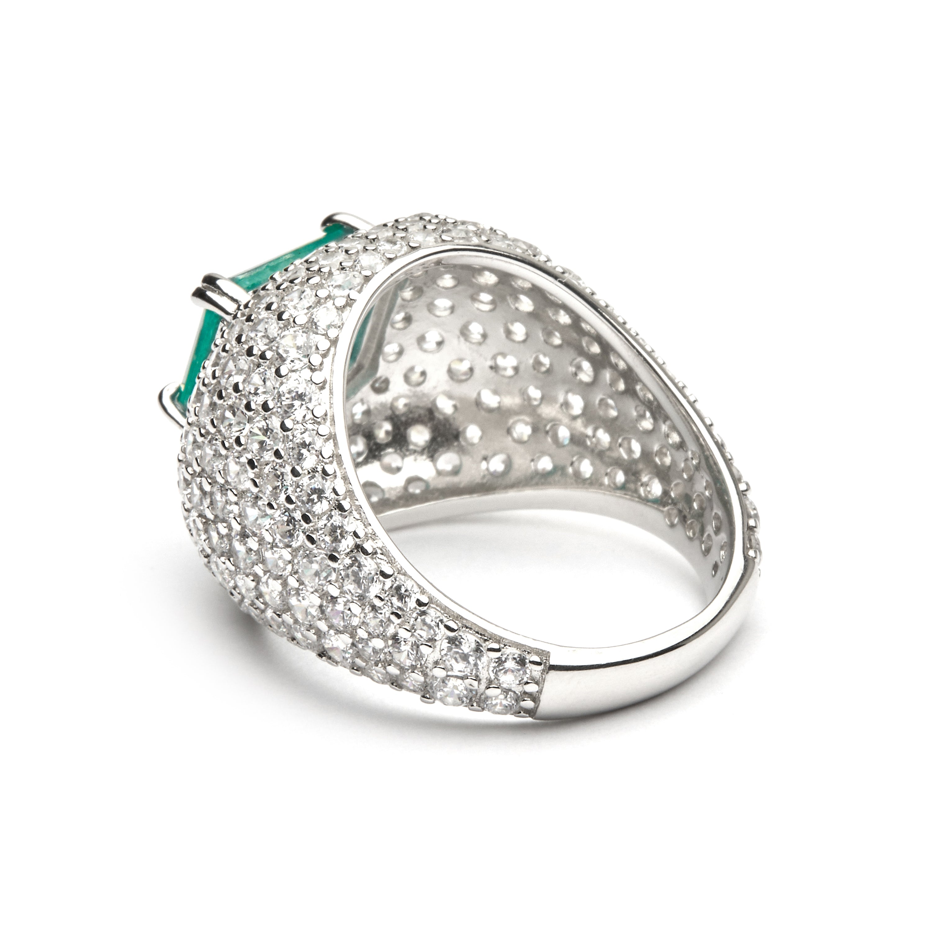 Bague en Argent Sterling 925 et Quartz Hydrothermal Bleu Clair finition rhodium - Kabia