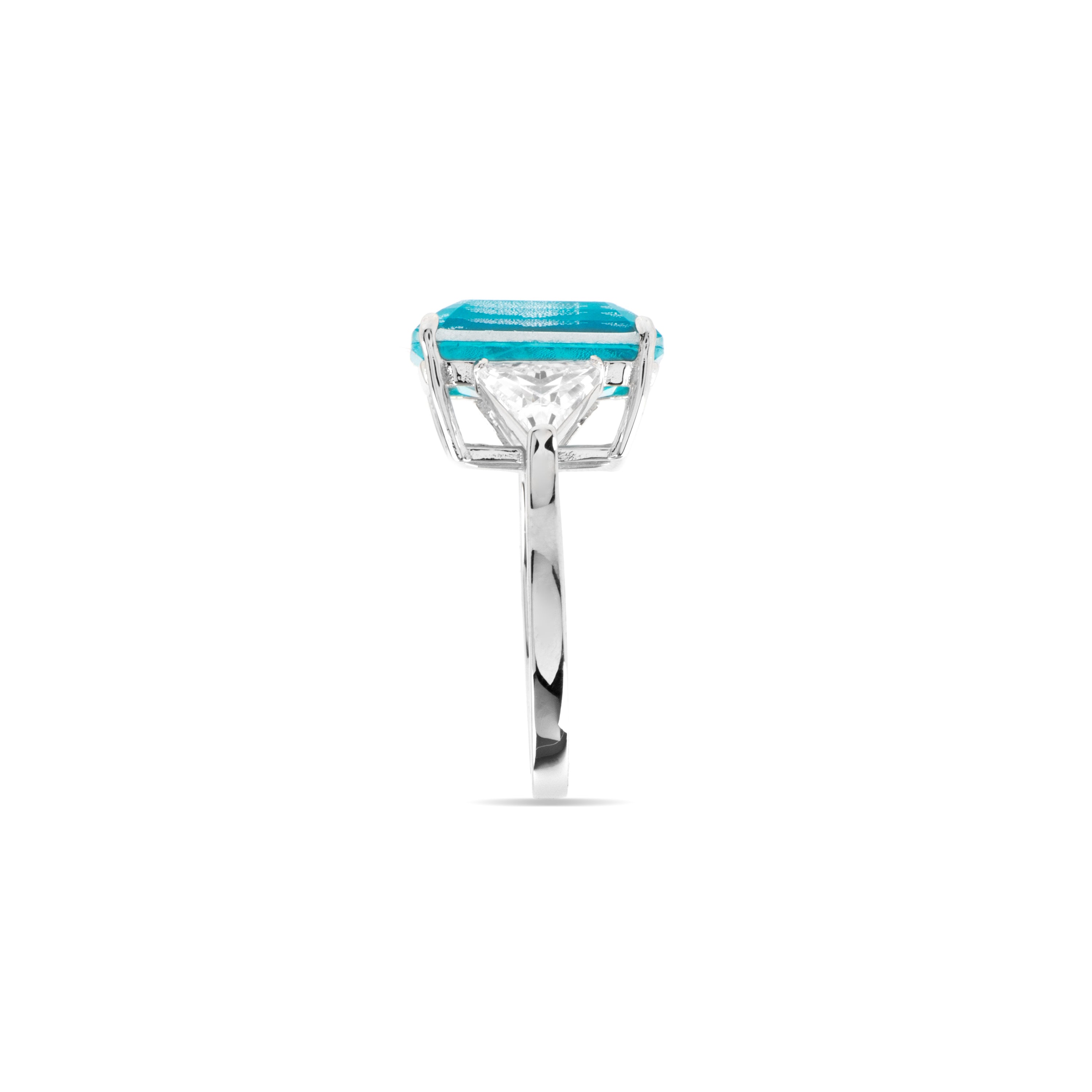 Anillo de Plata de Ley 925 y Cuarzo Hidrotermal Verde Paraiba acabado rodio - Wiko