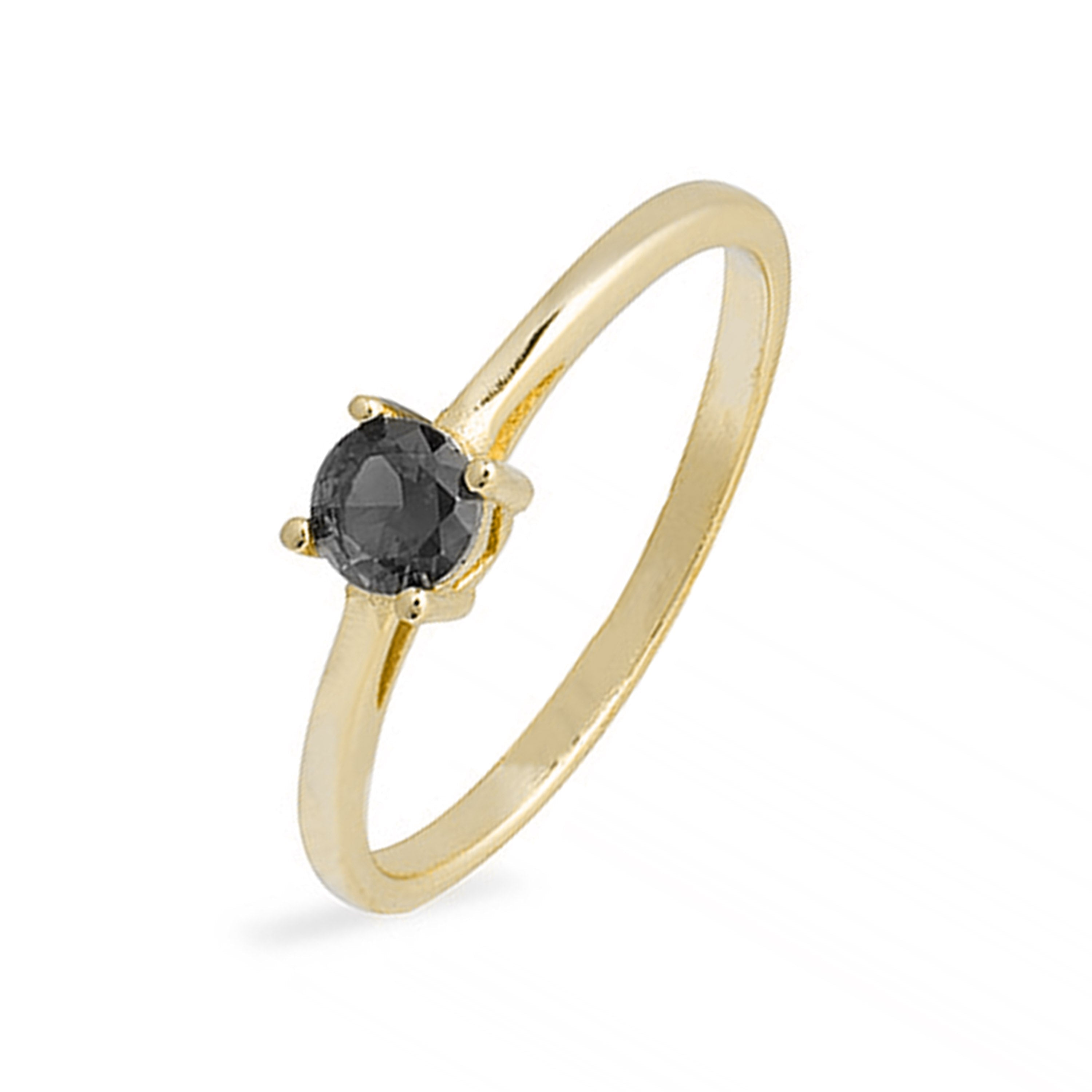Anillo de Plata de Ley 925 con Circonita Onix acabado en oro amarillo 18K - Otieno