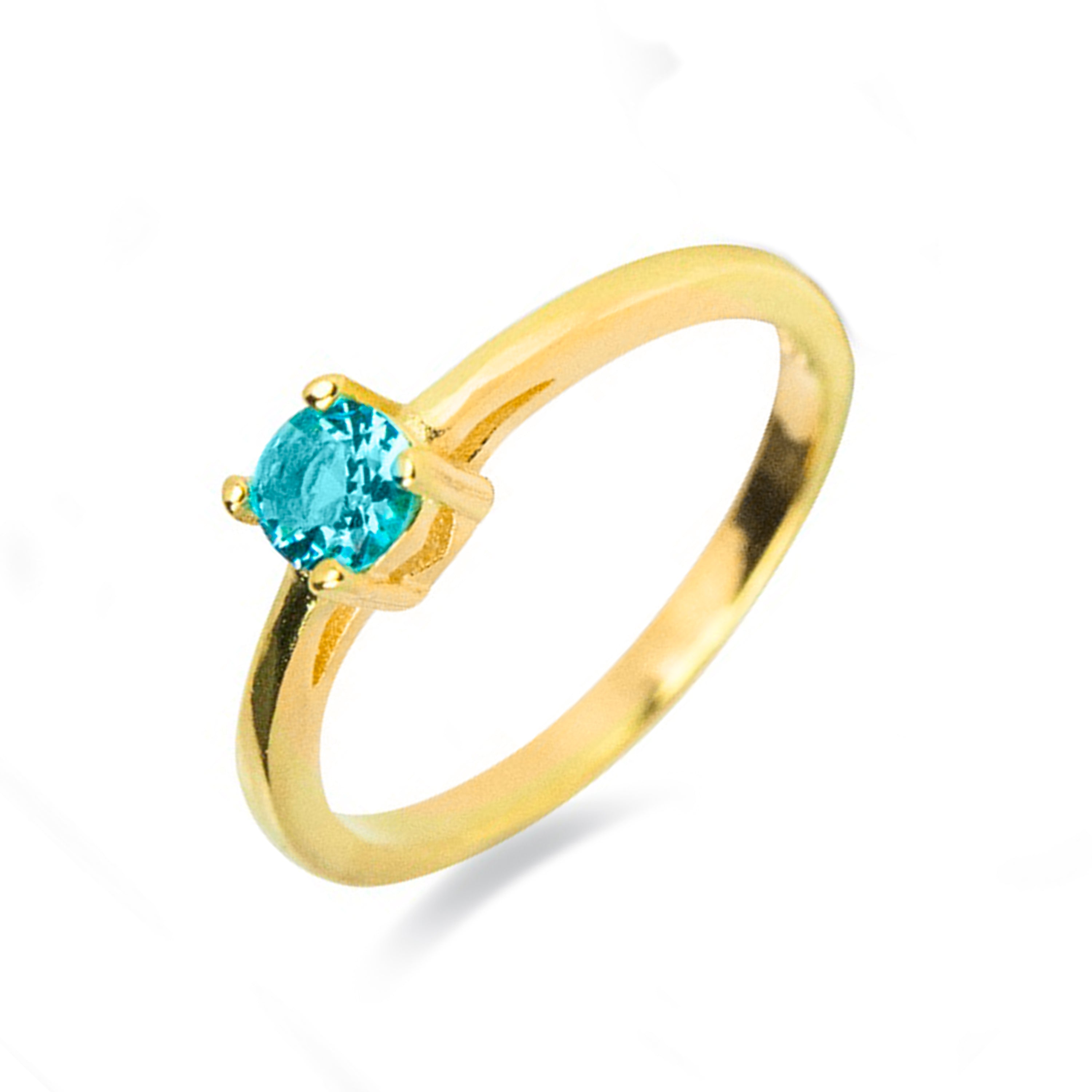 Bague en Argent Sterling 925 avec Quartz Hydrothermal Topaze Bleue finition en or jaune 18K - Otieno