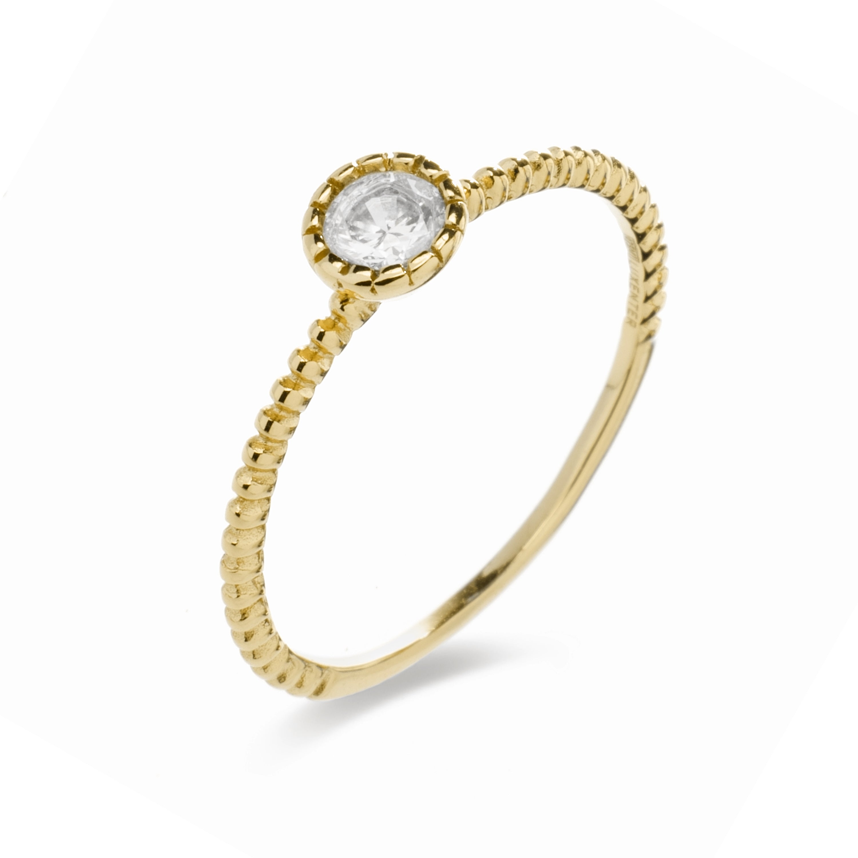 Anillo de Plata de Ley 925 con Circonita Brillante acabado en oro amarillo 18K - Naadim