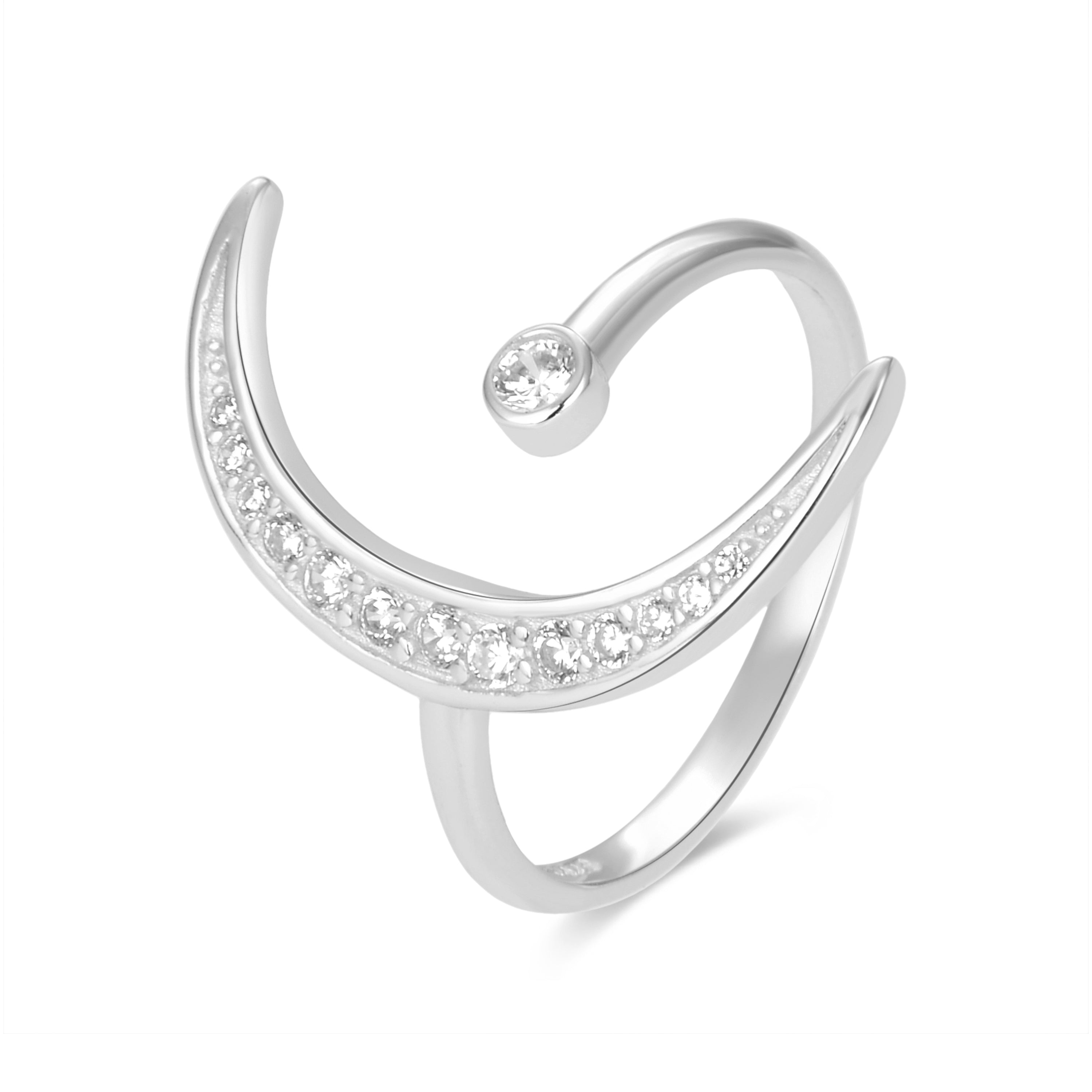 Anillo de Plata de Ley 925 con Circonita Brillante acabado en rodio - Domi