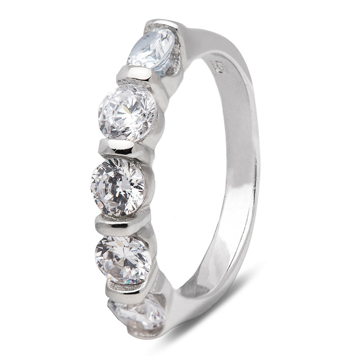 Anillo de Plata de Ley 925 con Circonita Brillante acabado en rodio - Harsya