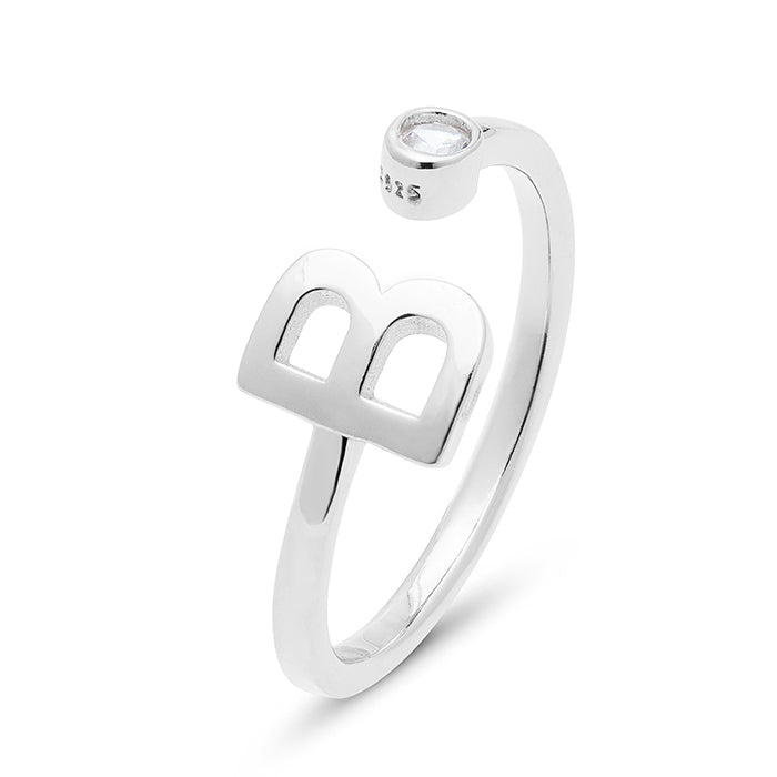 Anillo de Plata de Ley 925 con Circonita Brillante acabado en rodio - Alphabet