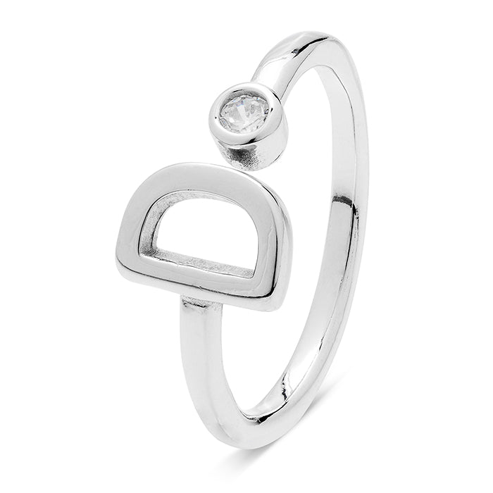 Anillo de Plata de Ley 925 con Circonita Brillante acabado en rodio - Alphabet
