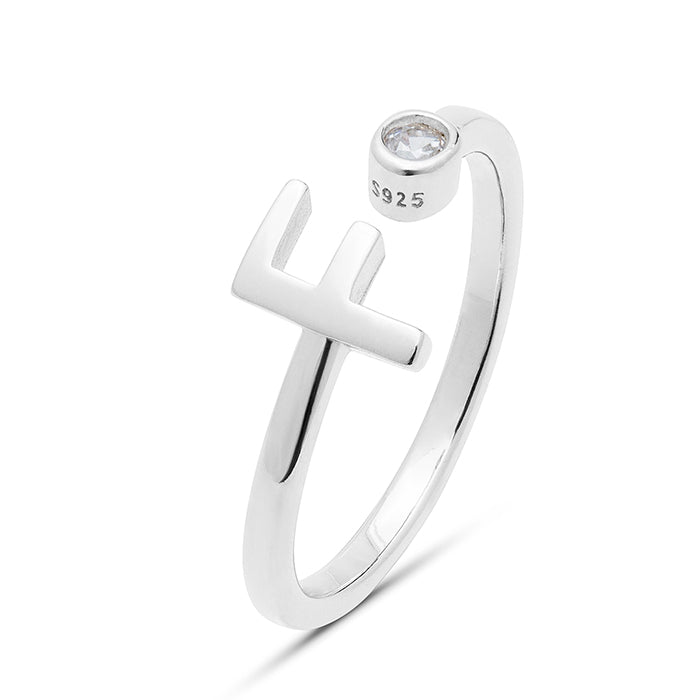 Anillo de Plata de Ley 925 con Circonita Brillante acabado en rodio - Alphabet