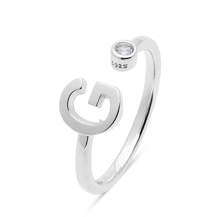 Anillo de Plata de Ley 925 con Circonita Brillante acabado en rodio - Alphabet