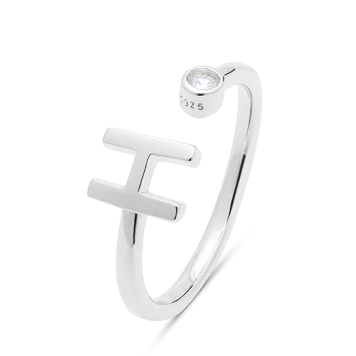 Anillo de Plata de Ley 925 con Circonita Brillante acabado en rodio - Alphabet