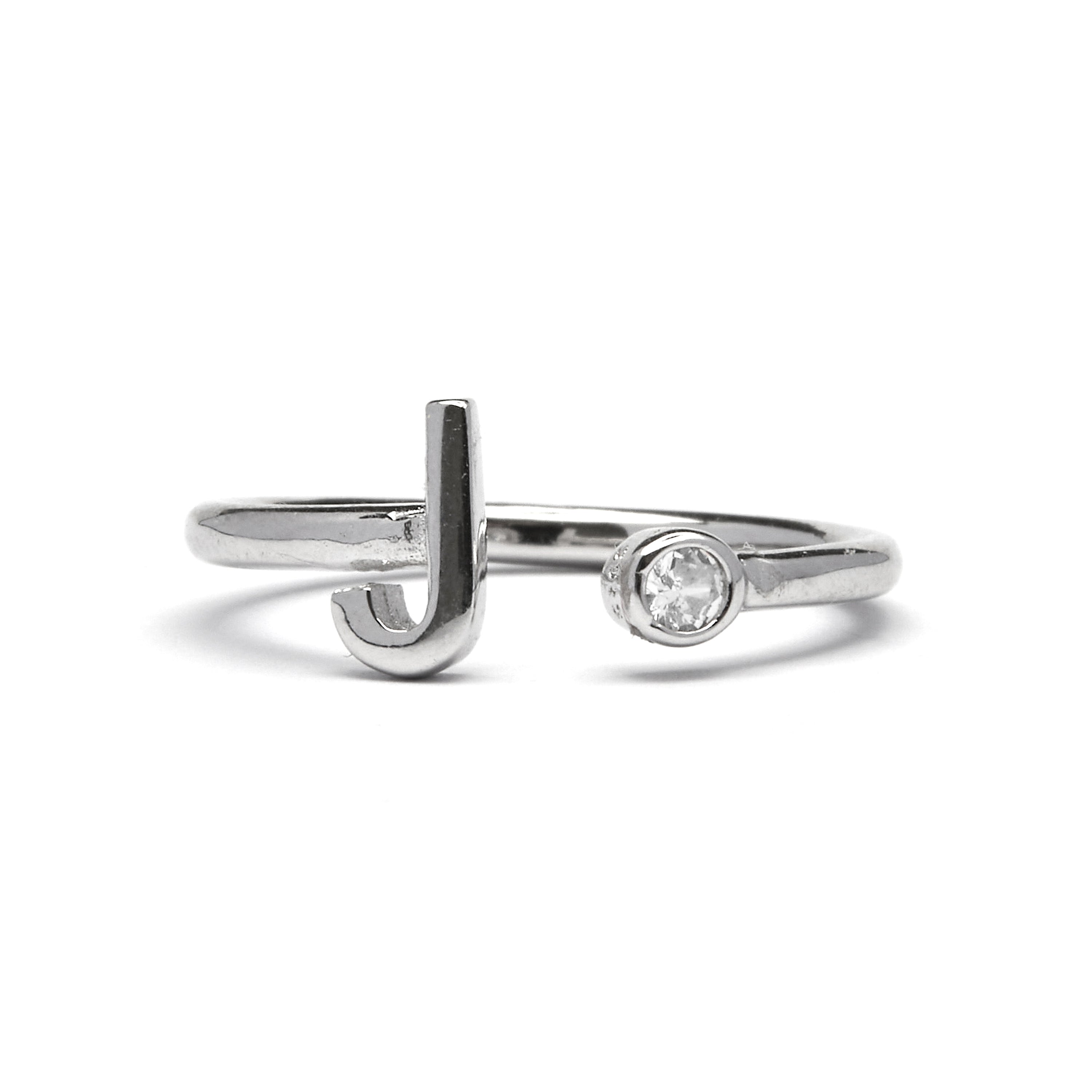 Anillo de Plata de Ley 925 con Circonita Brillante acabado en rodio - Alphabet