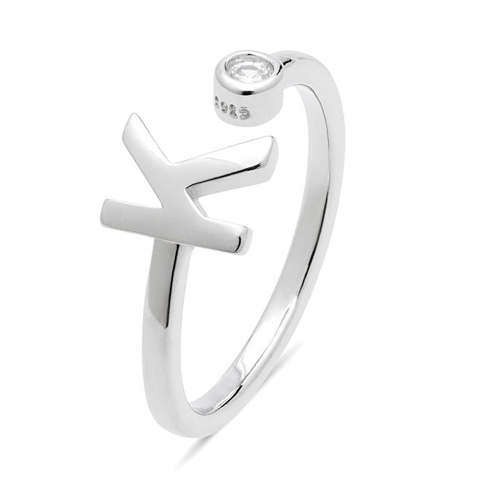Anillo de Plata de Ley 925 con Circonita Brillante acabado en rodio - Alphabet