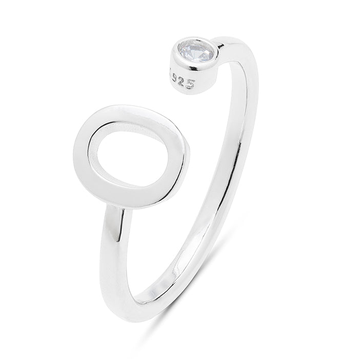 Anillo de Plata de Ley 925 con Circonita Brillante acabado en rodio - Alphabet