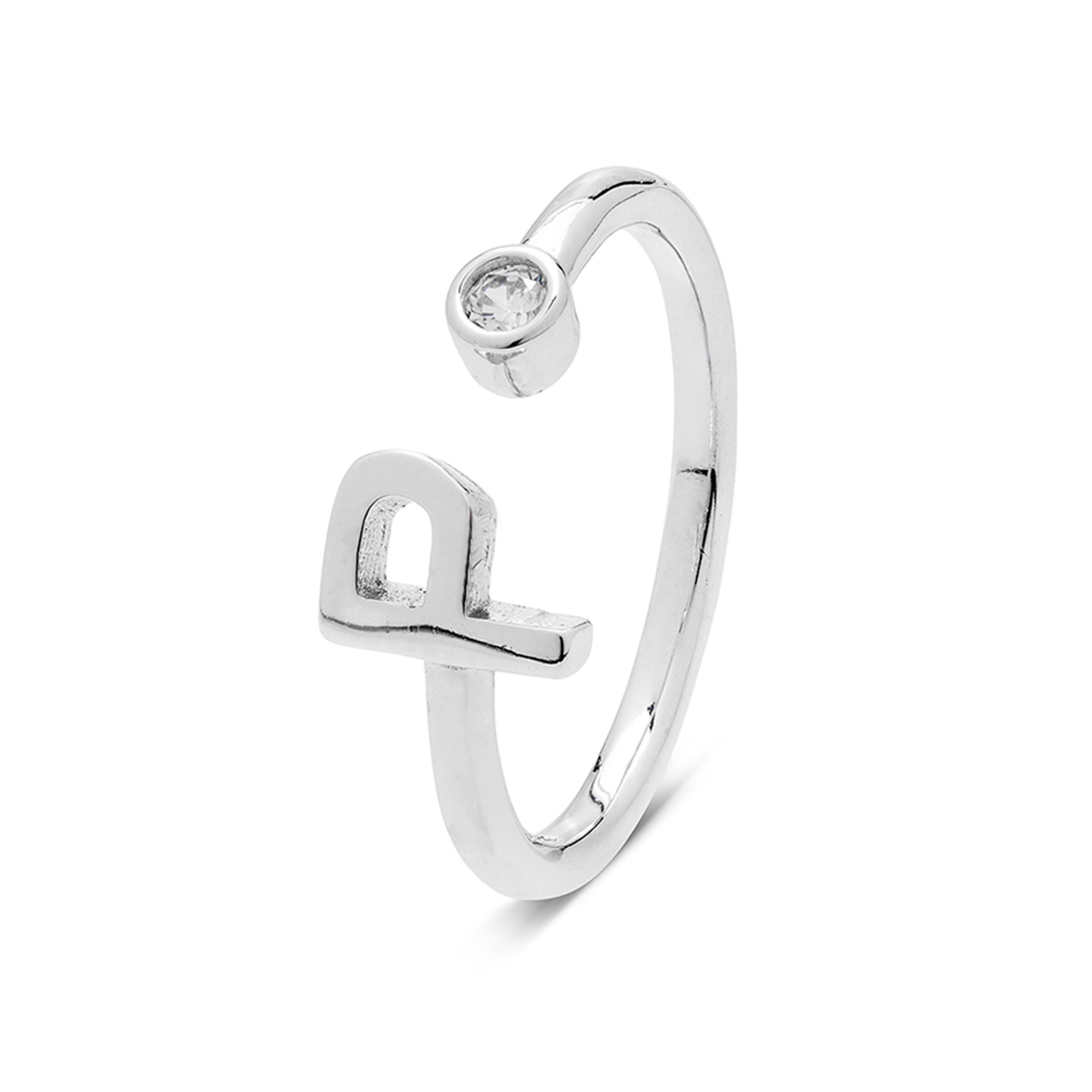 Anillo de Plata de Ley 925 con Circonita Brillante acabado en rodio - Alphabet