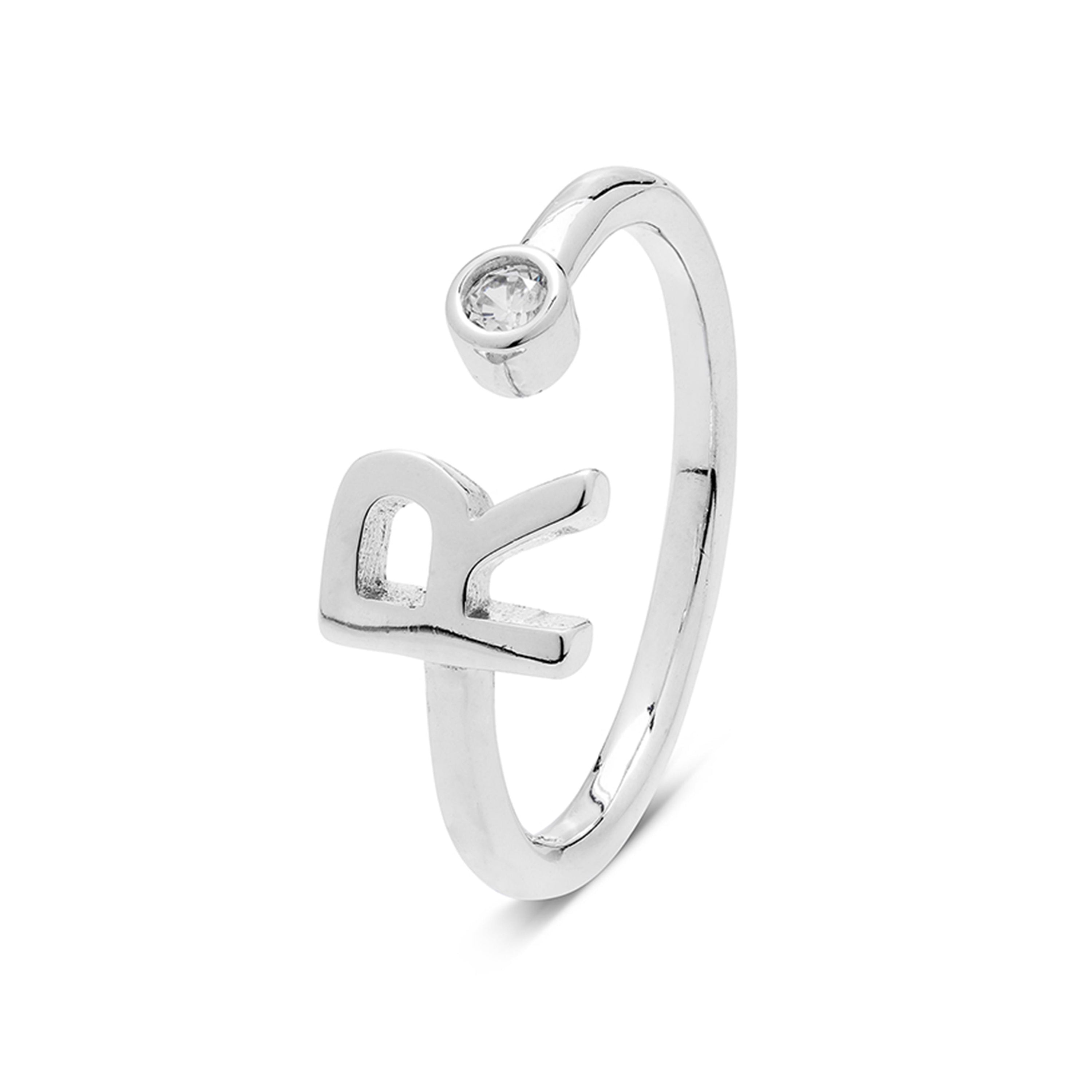 Anillo de Plata de Ley 925 con Circonita Brillante acabado en rodio - Alphabet