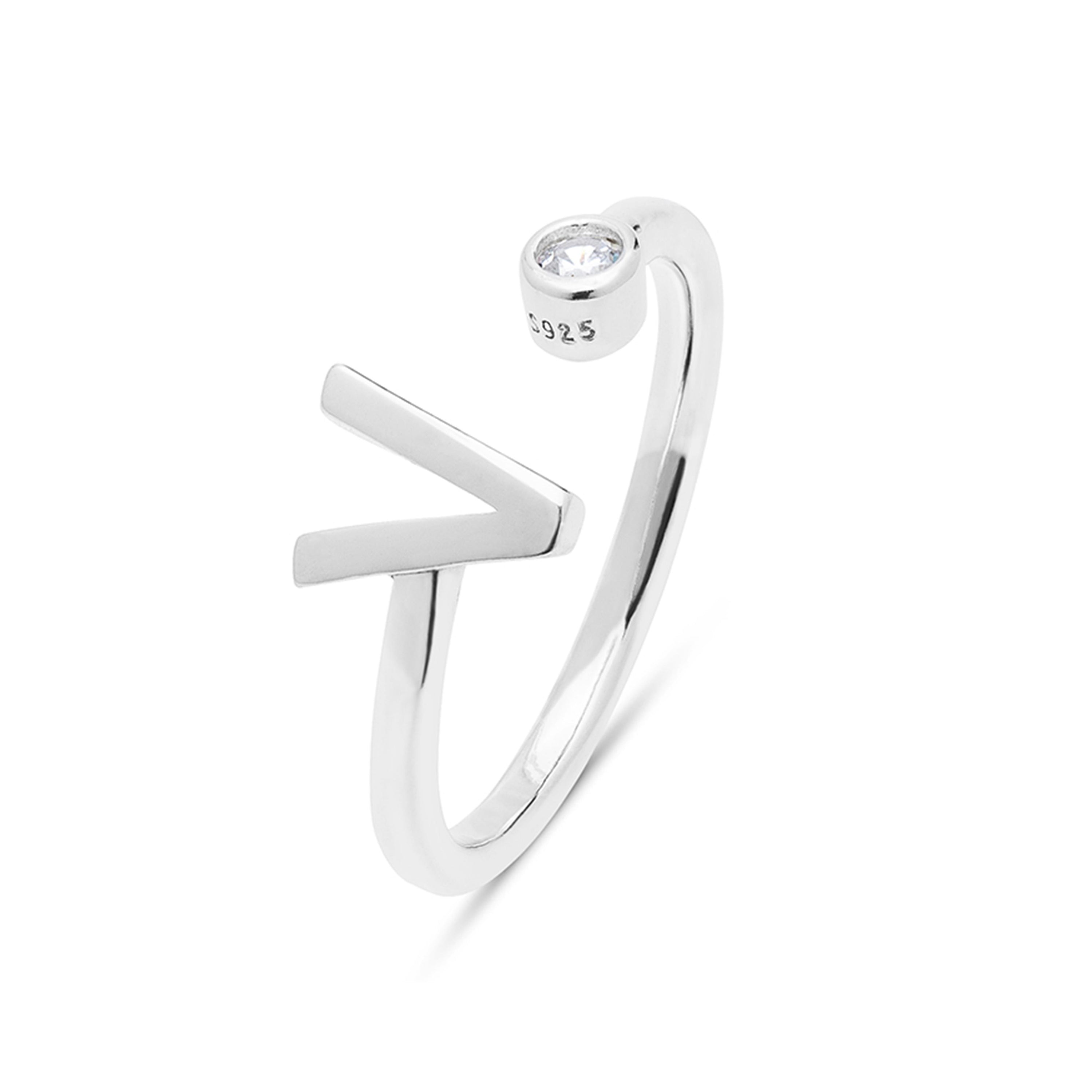 Anillo de Plata de Ley 925 con Circonita Brillante acabado en rodio - Alphabet