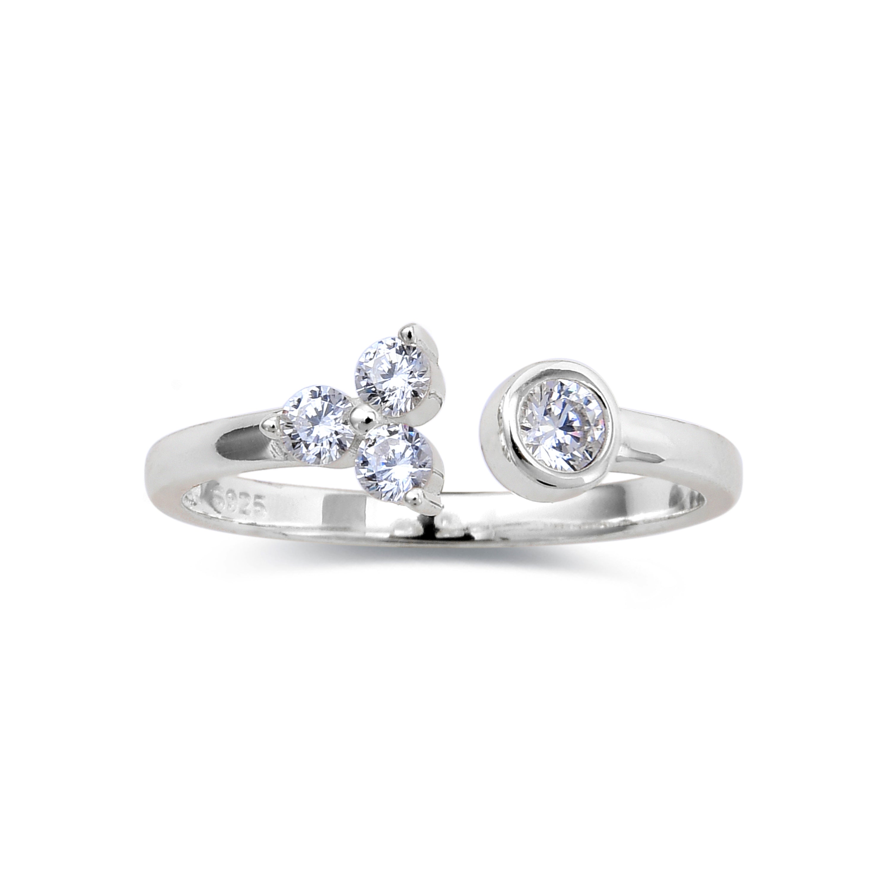 925 Sterling Silver Ring with Brilliant Zirconia finished in Rhodium - Lialt