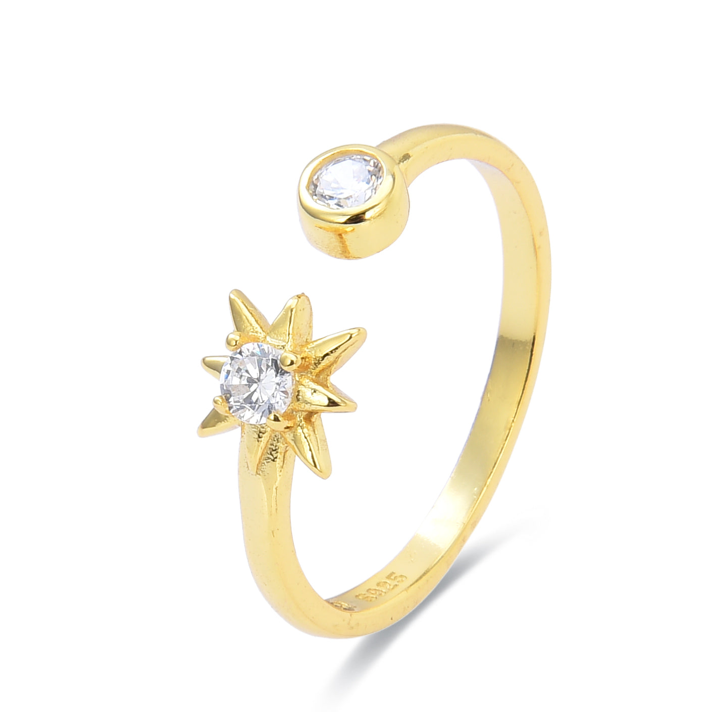 Anillo de Plata de Ley 925 con Circonita Brillante acabado en oro amarillo 18K - Lialt