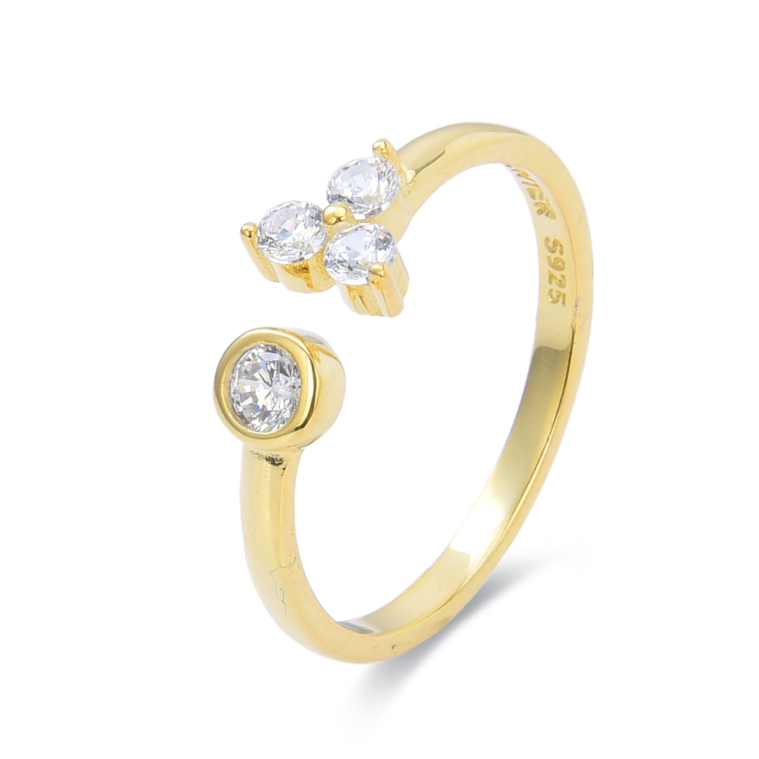 Anillo de Plata de Ley 925 con Circonita Brillante acabado en oro amarillo 18K - Tilen