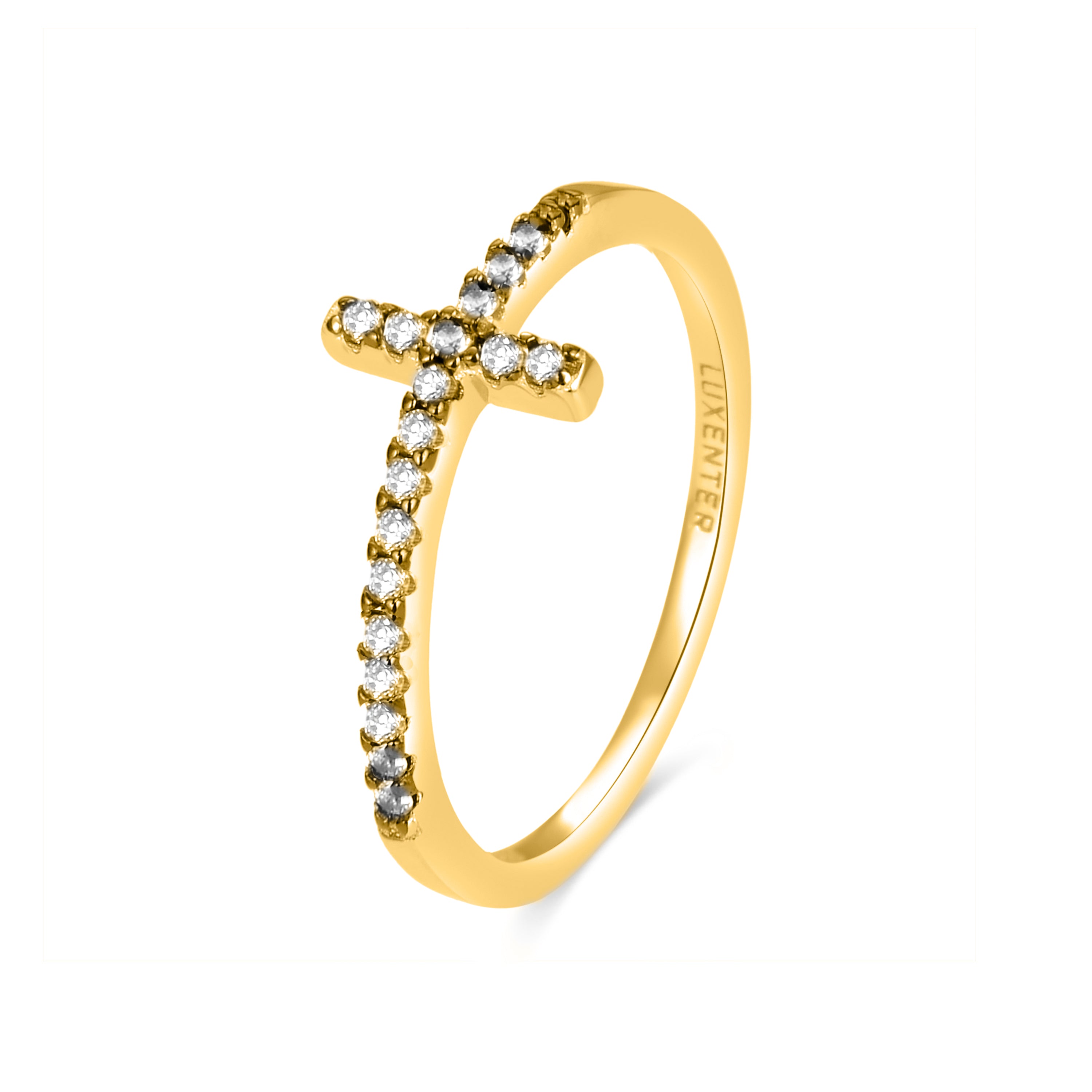Anillo de Plata de Ley 925 y Circonita Brillante acabado en oro amarillo 18K - Iara