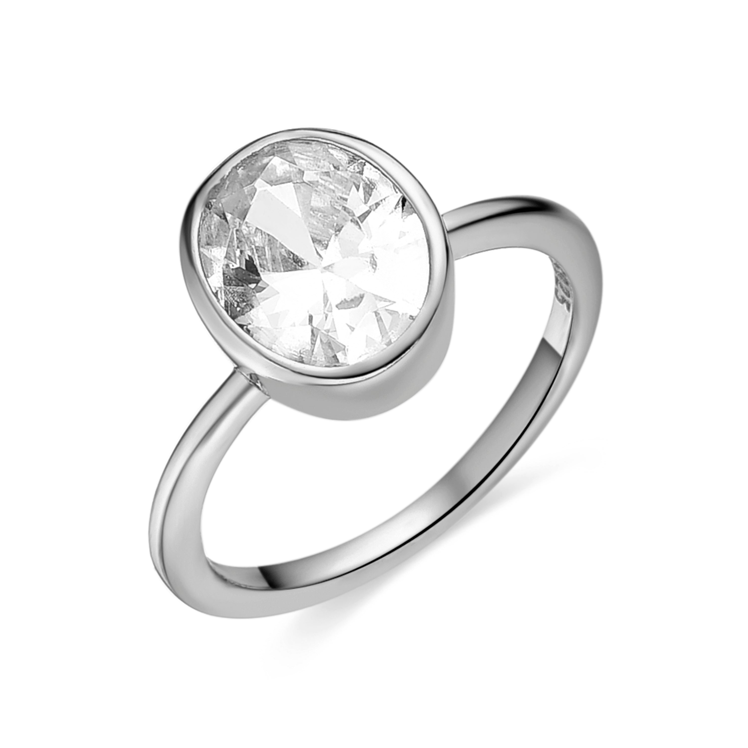 Anillo de Plata de Ley 925 con Circonita Brillante acabado en rodio - Agash