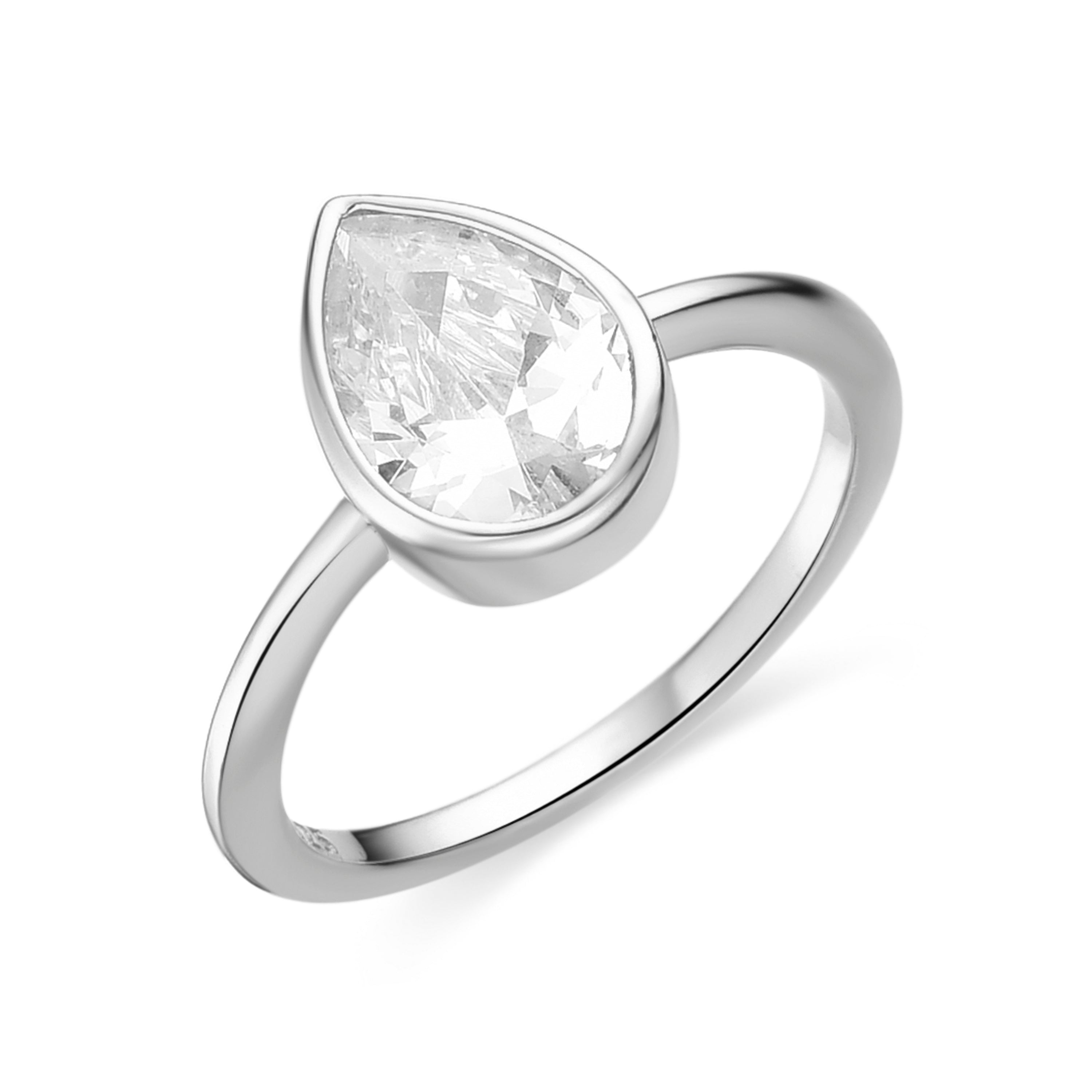 Anillo de Plata de Ley 925 con Circonita Brillante acabado en rodio - Lithlay