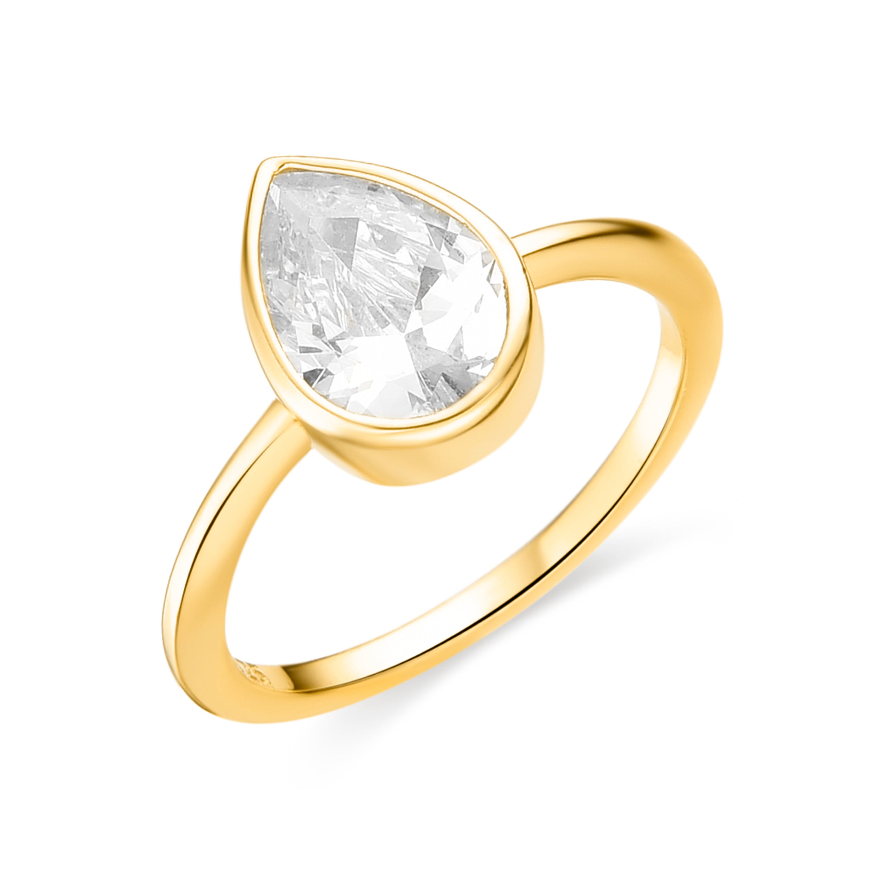 Anillo de Plata de Ley 925 con Circonita Brillante acabado en oro amarillo 18K - Lithlay