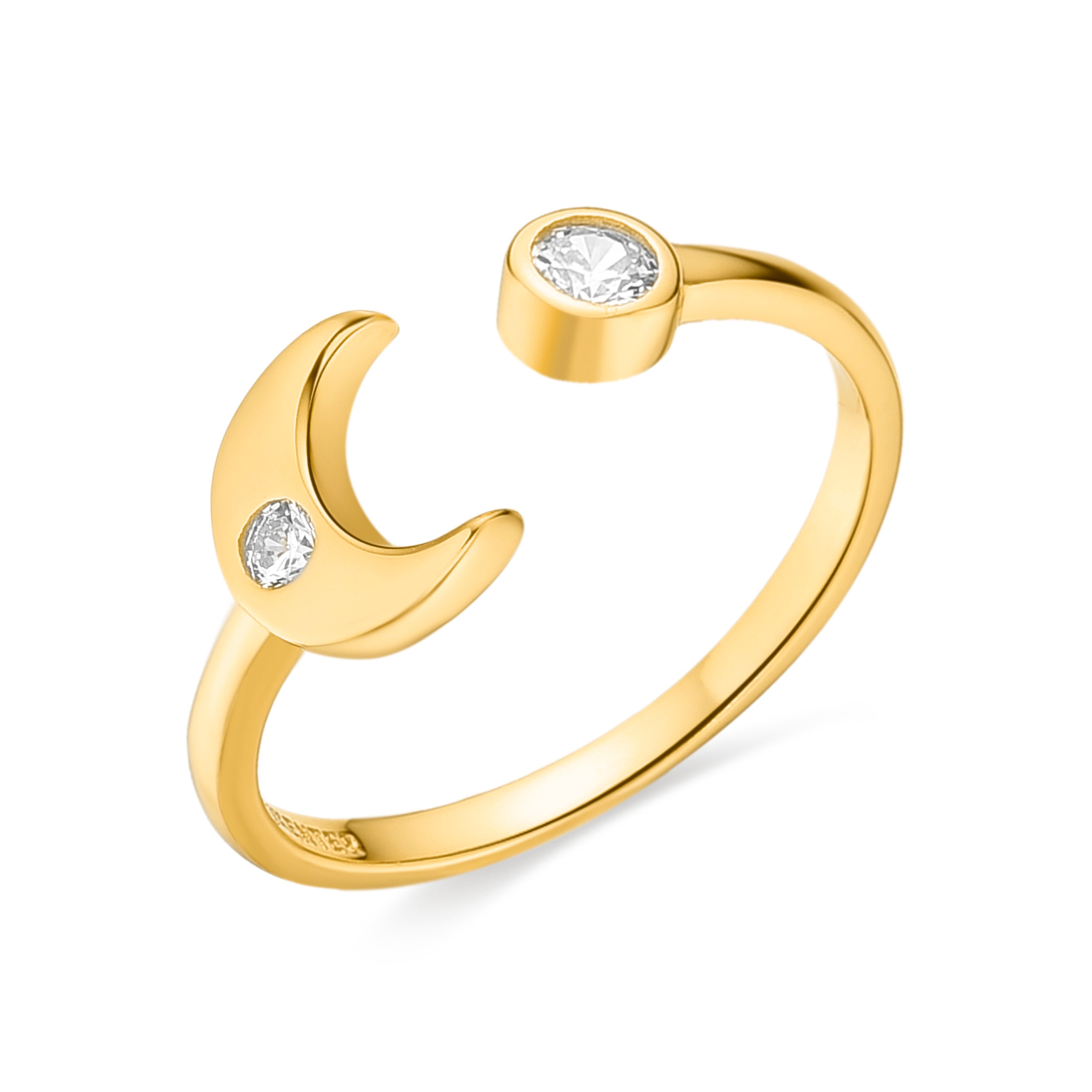 Anillo de Plata de Ley 925 con Circonita Brillante acabado en oro amarillo 18K - Nara
