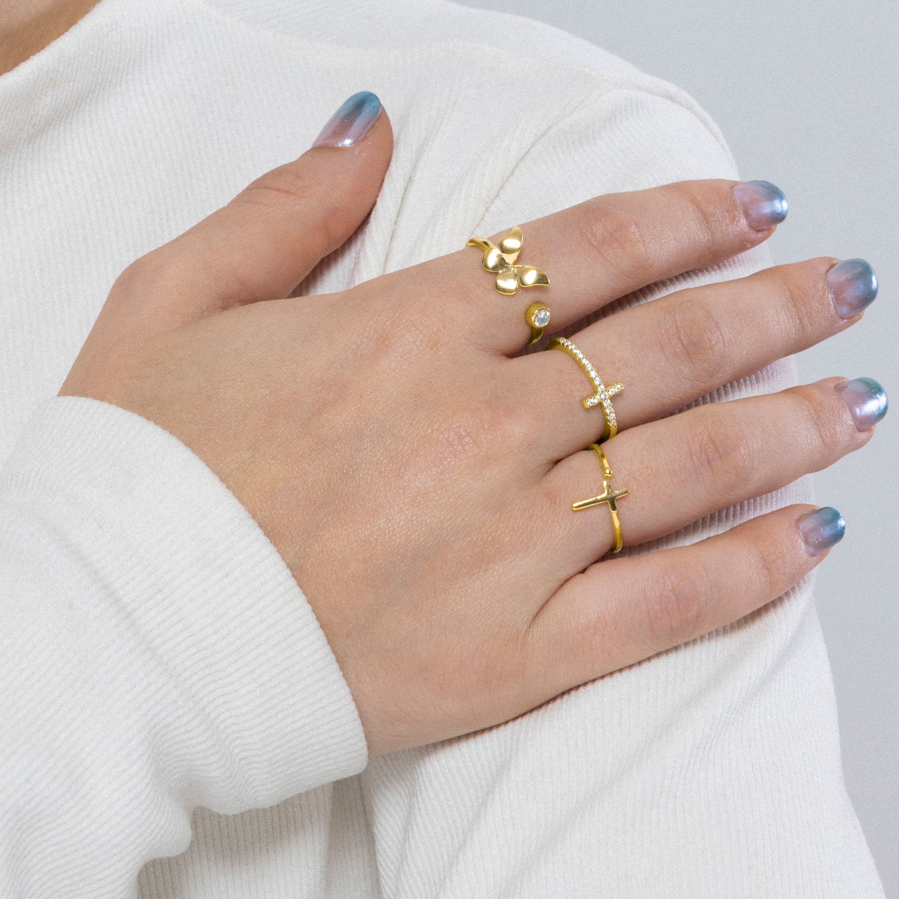 Anillo de Plata de Ley 925 acabado en oro amarillo 18K - Dilme