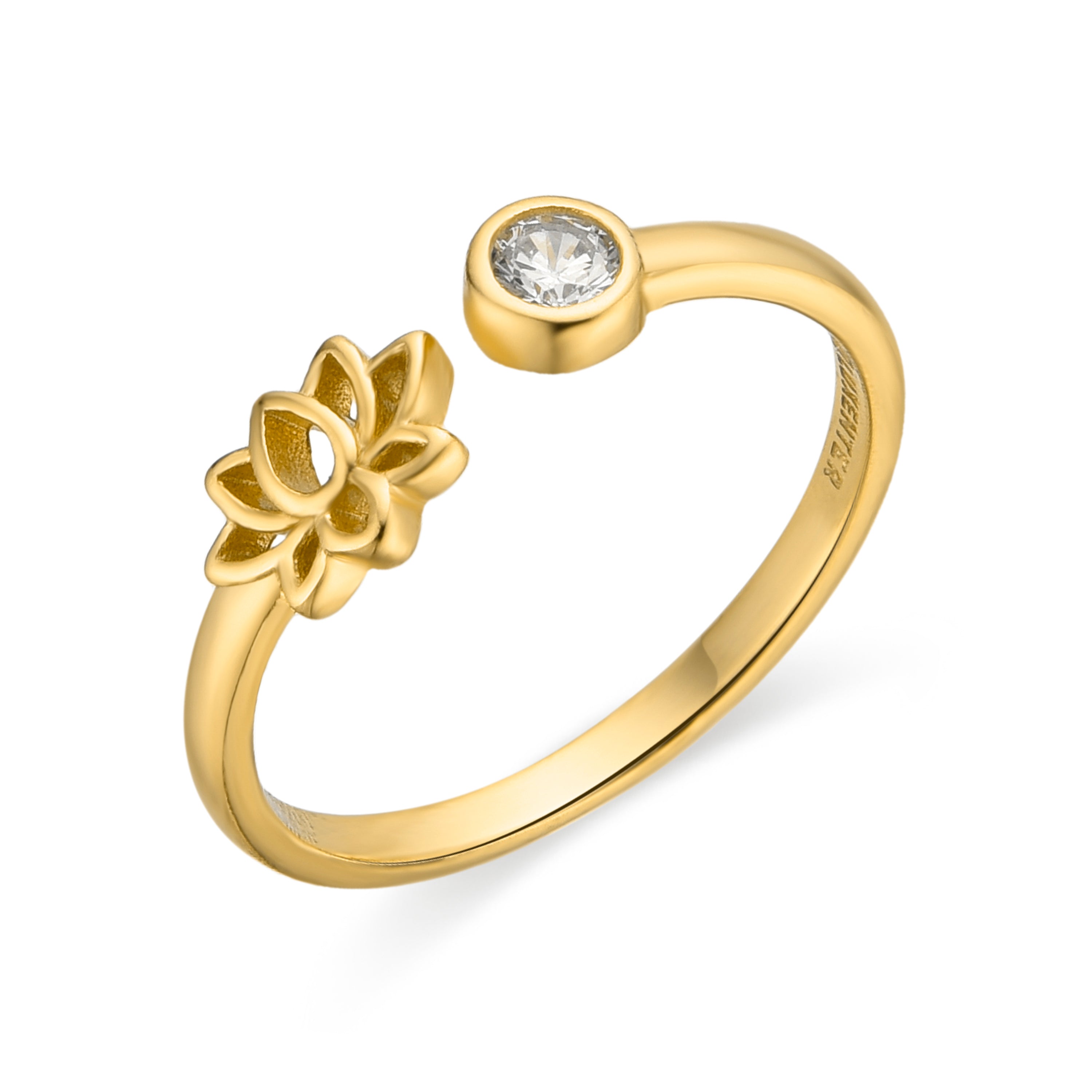 Anillo de Plata de Ley 925 y Circonita Brillante acabado oro 18k - Fholie