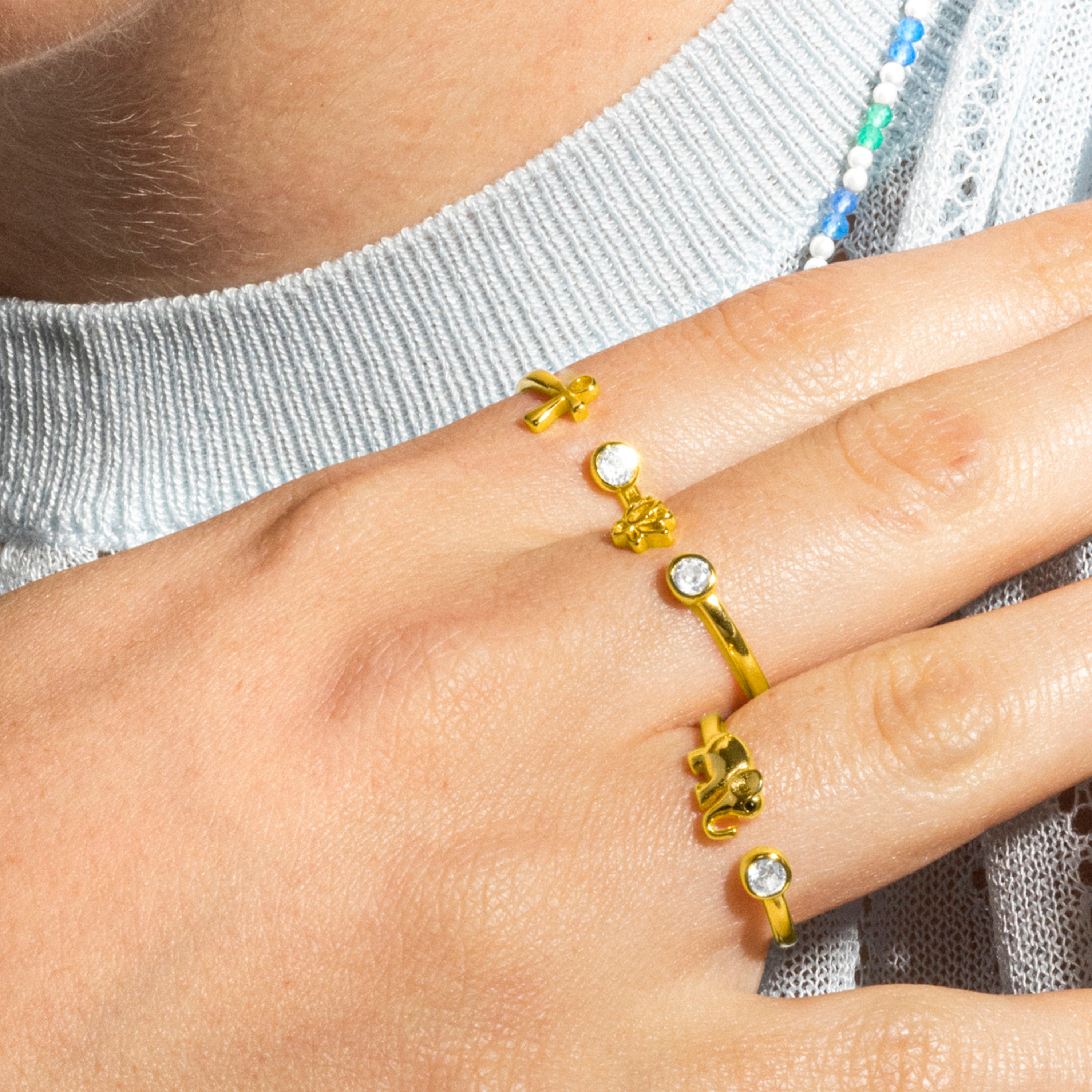 925 Sterling Silver Ring with Brilliant Zirconia finished in 18k gold - Yabas