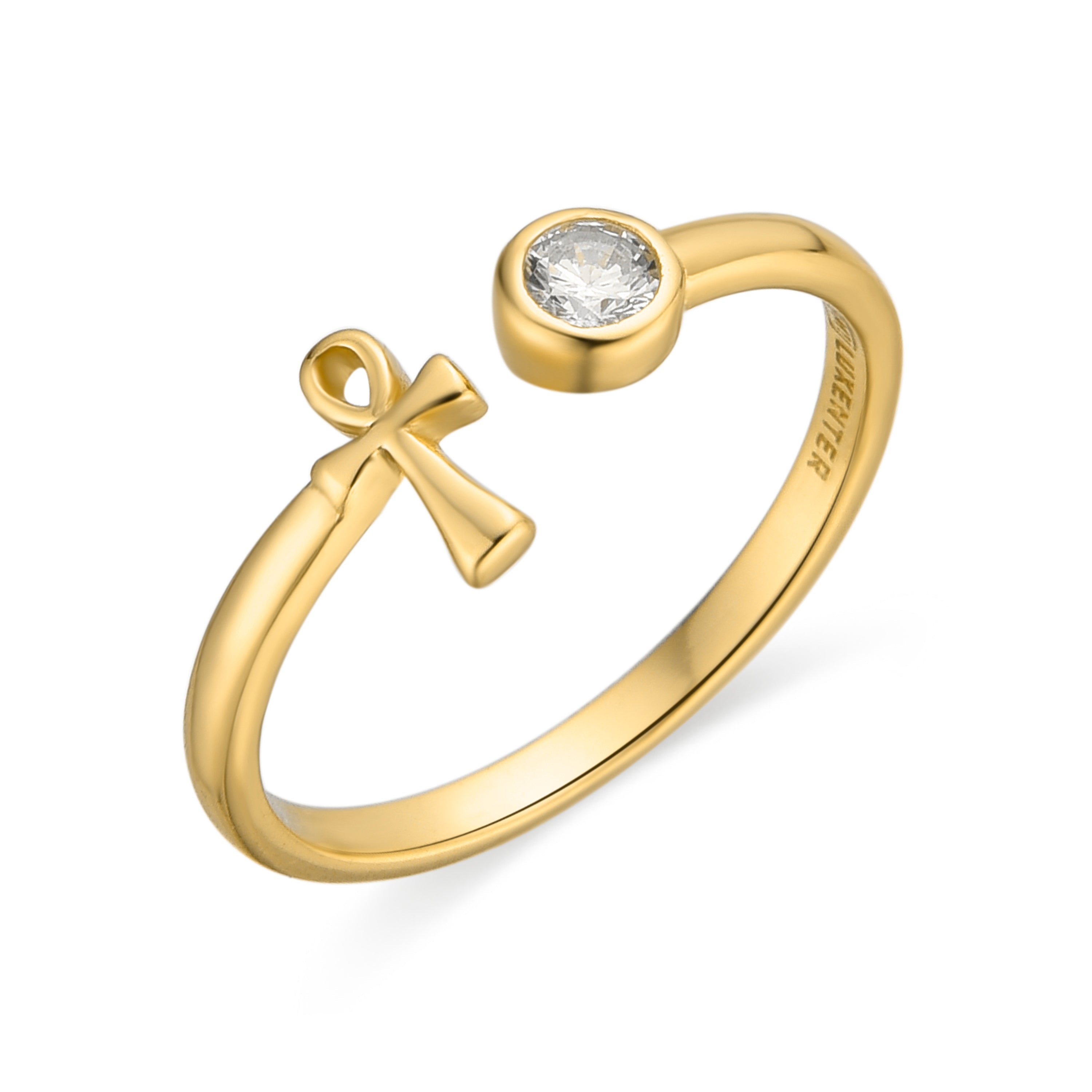 Anillo de Plata de Ley 925 y Circonita Brillante acabado oro 18k - Orssi
