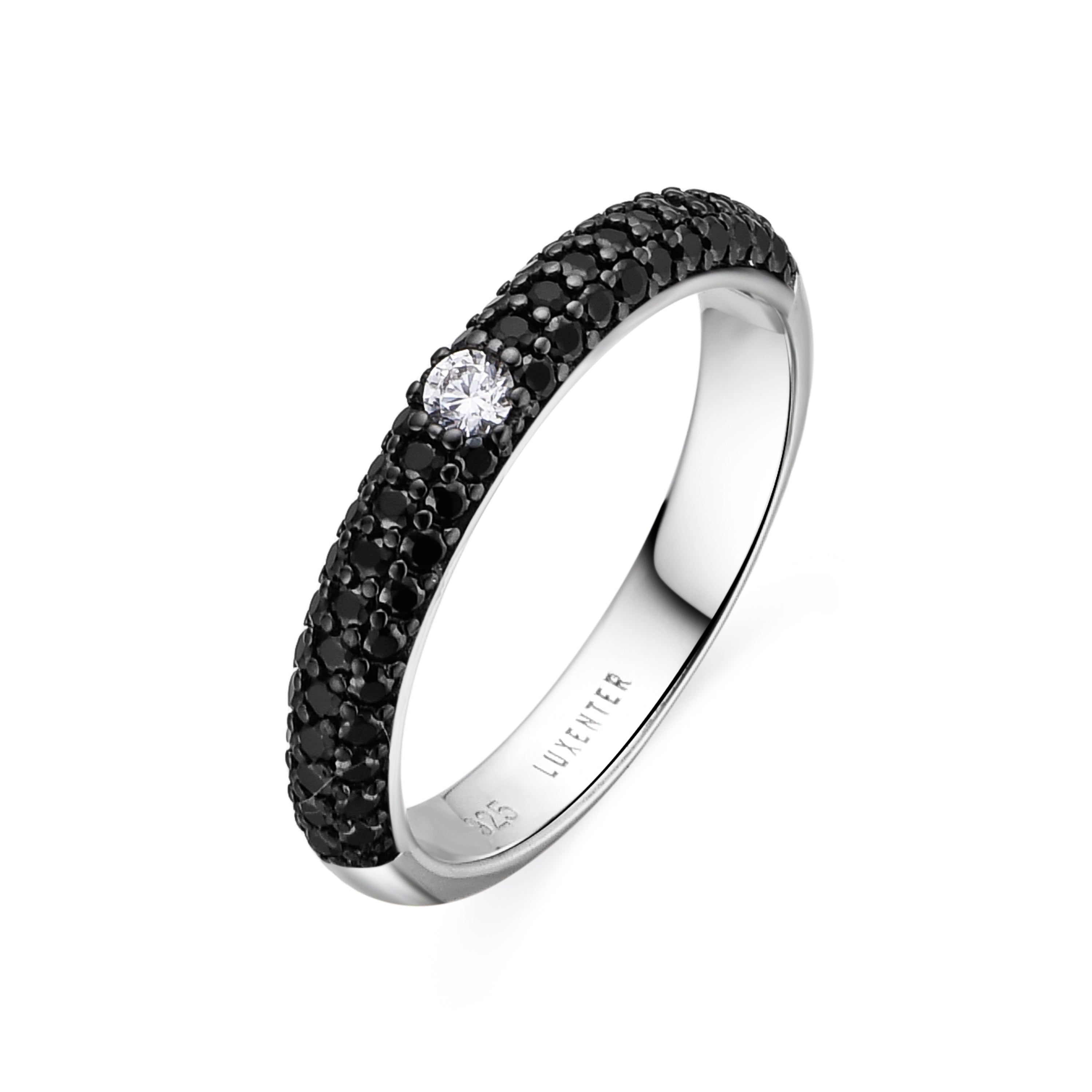 Anillo de Plata de Ley 925 y Circonita Onix acabado en rodio - Ontary