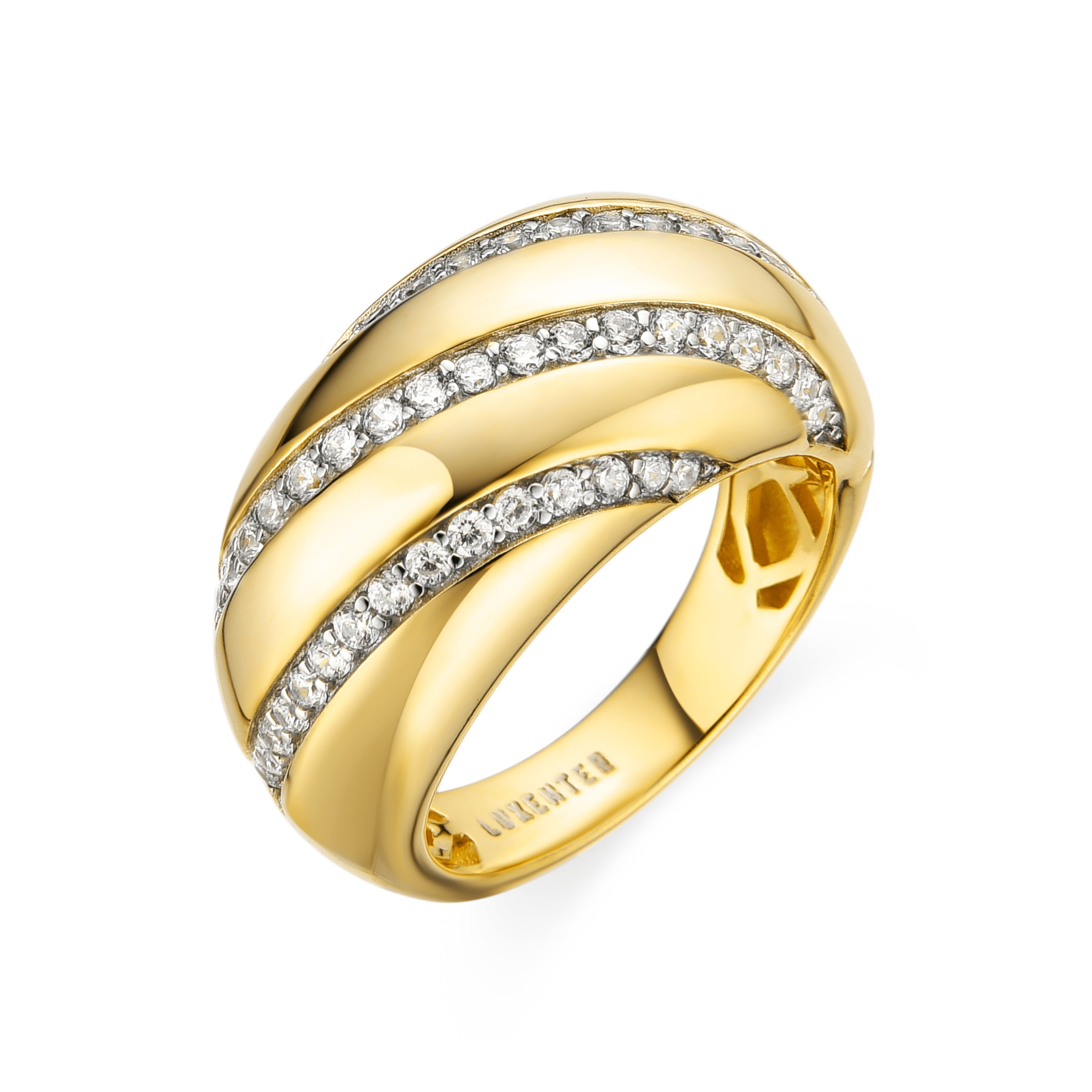 Anillo de Plata de Ley 925 y Circonita Brillante acabado oro 18k - Vikai