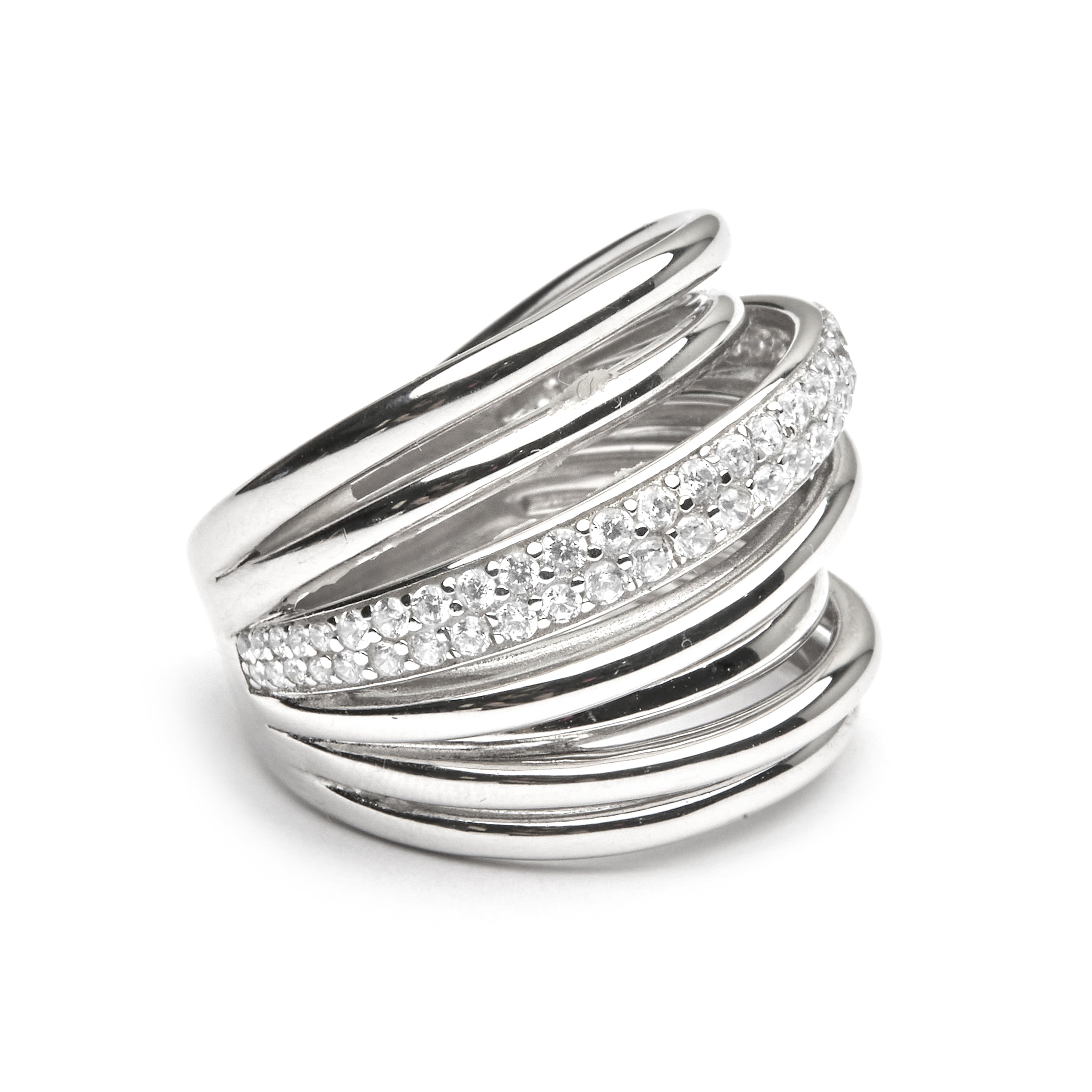 925 Sterling Silver Ring with Brilliant Zirconia finished in Rhodium - Aslor