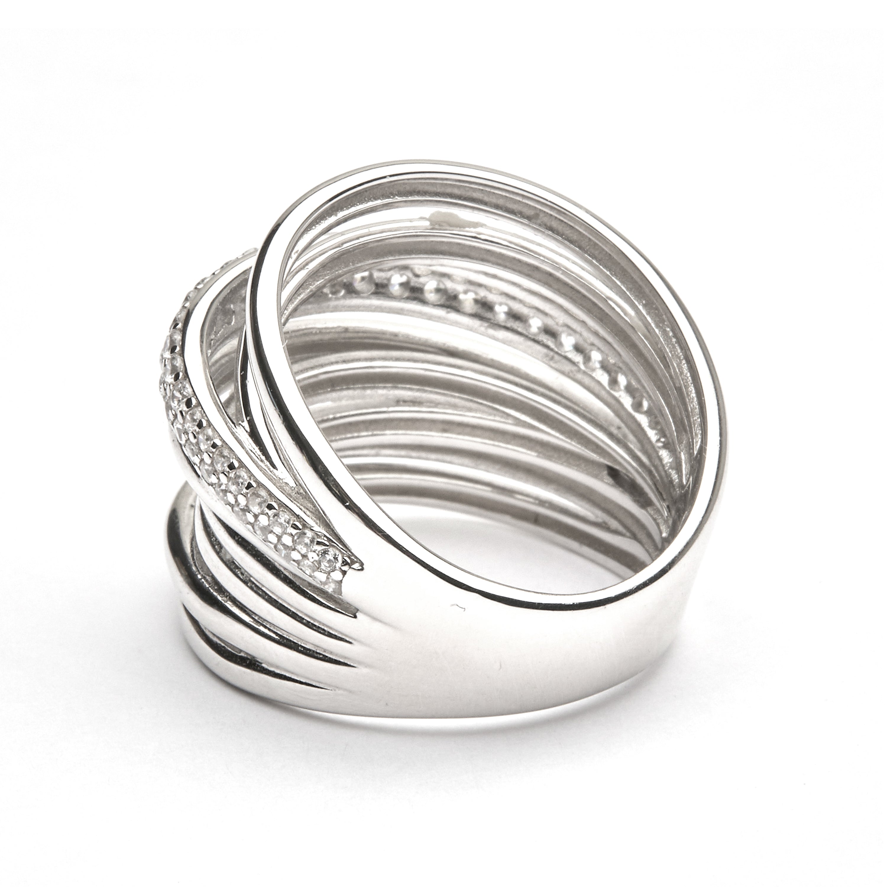 925 Sterling Silver Ring with Brilliant Zirconia finished in Rhodium - Aslor