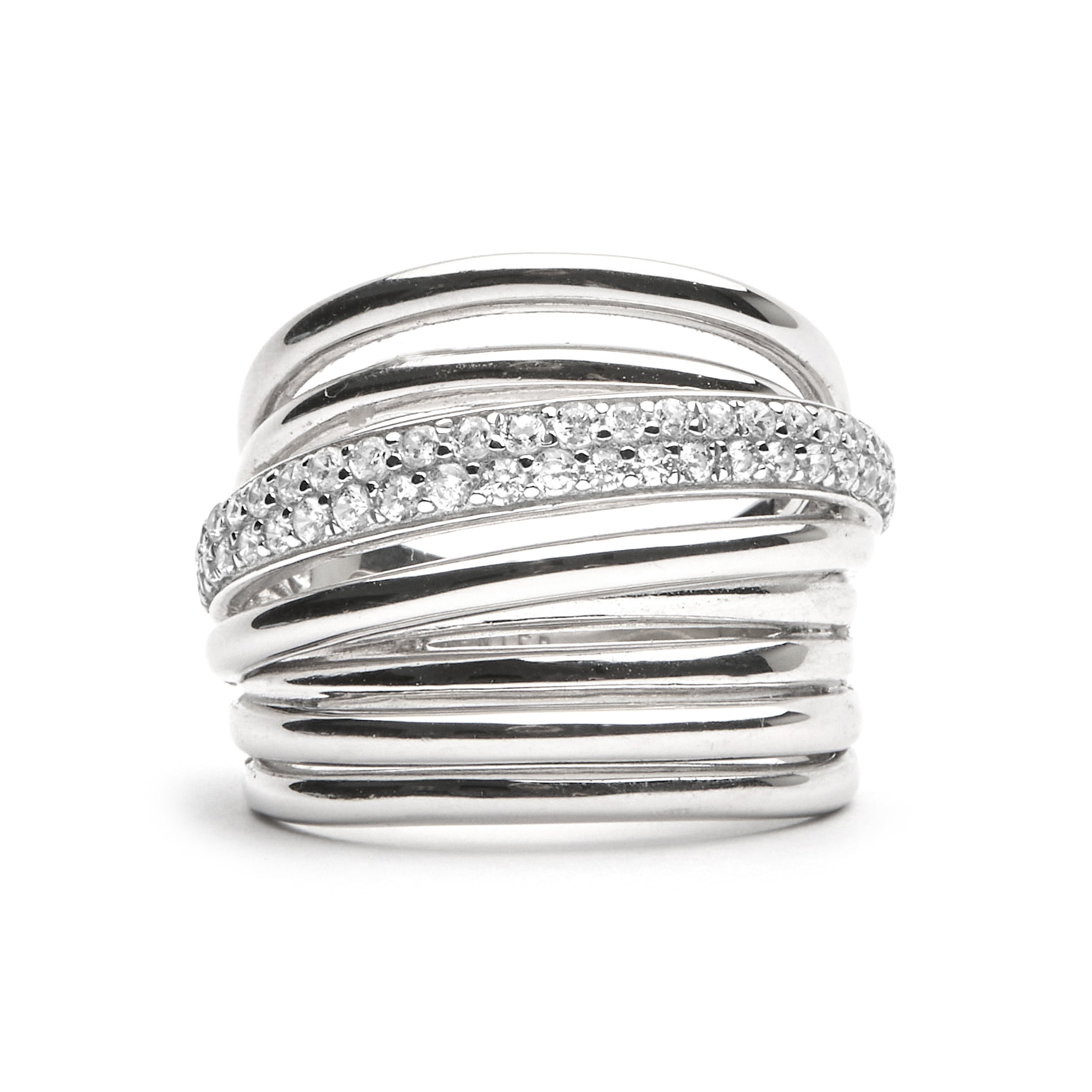 925 Sterling Silver Ring with Brilliant Zirconia finished in Rhodium - Aslor