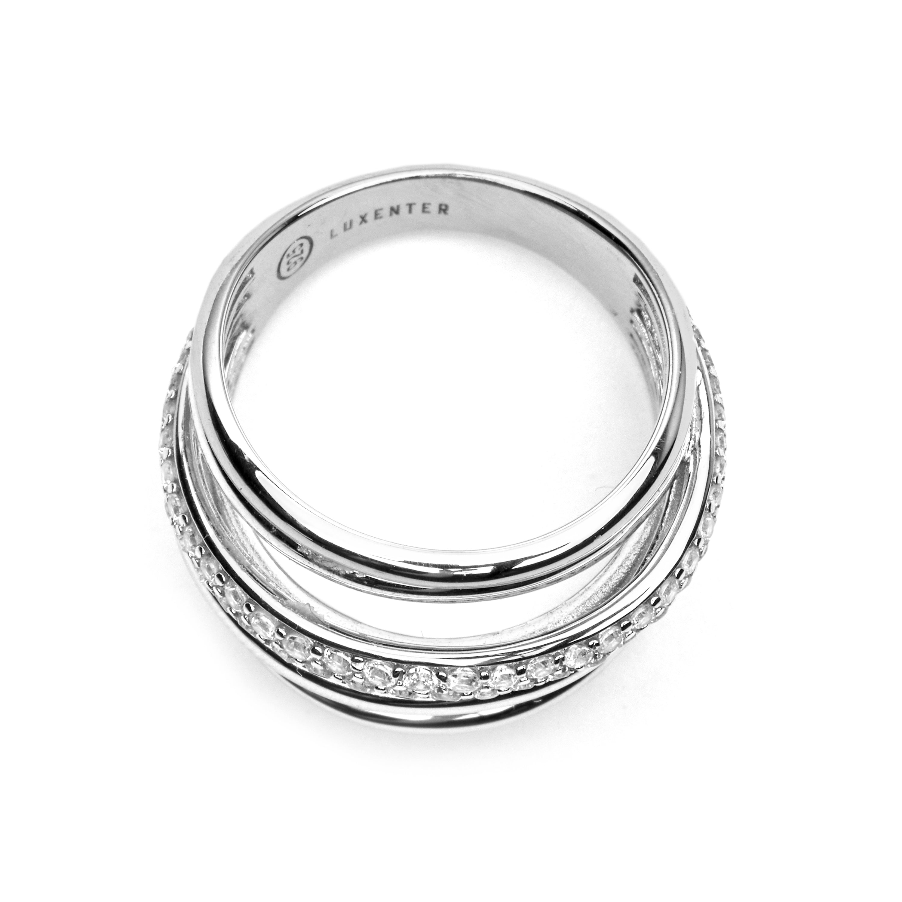 925 Sterling Silver Ring with Brilliant Zirconia finished in Rhodium - Aslor
