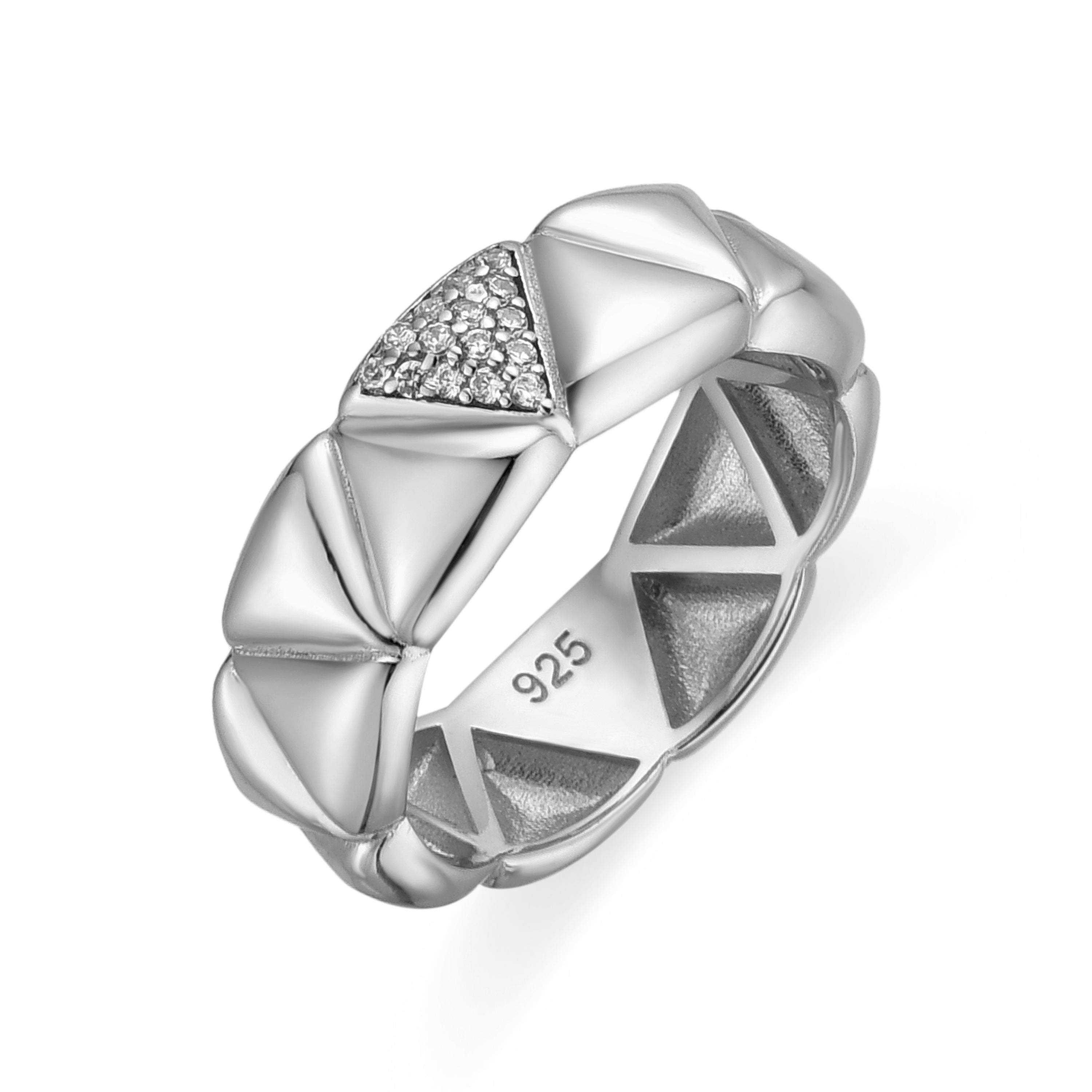 Anillo de Plata de Ley 925 y Circonita Brillante acabado rodio - Imwa