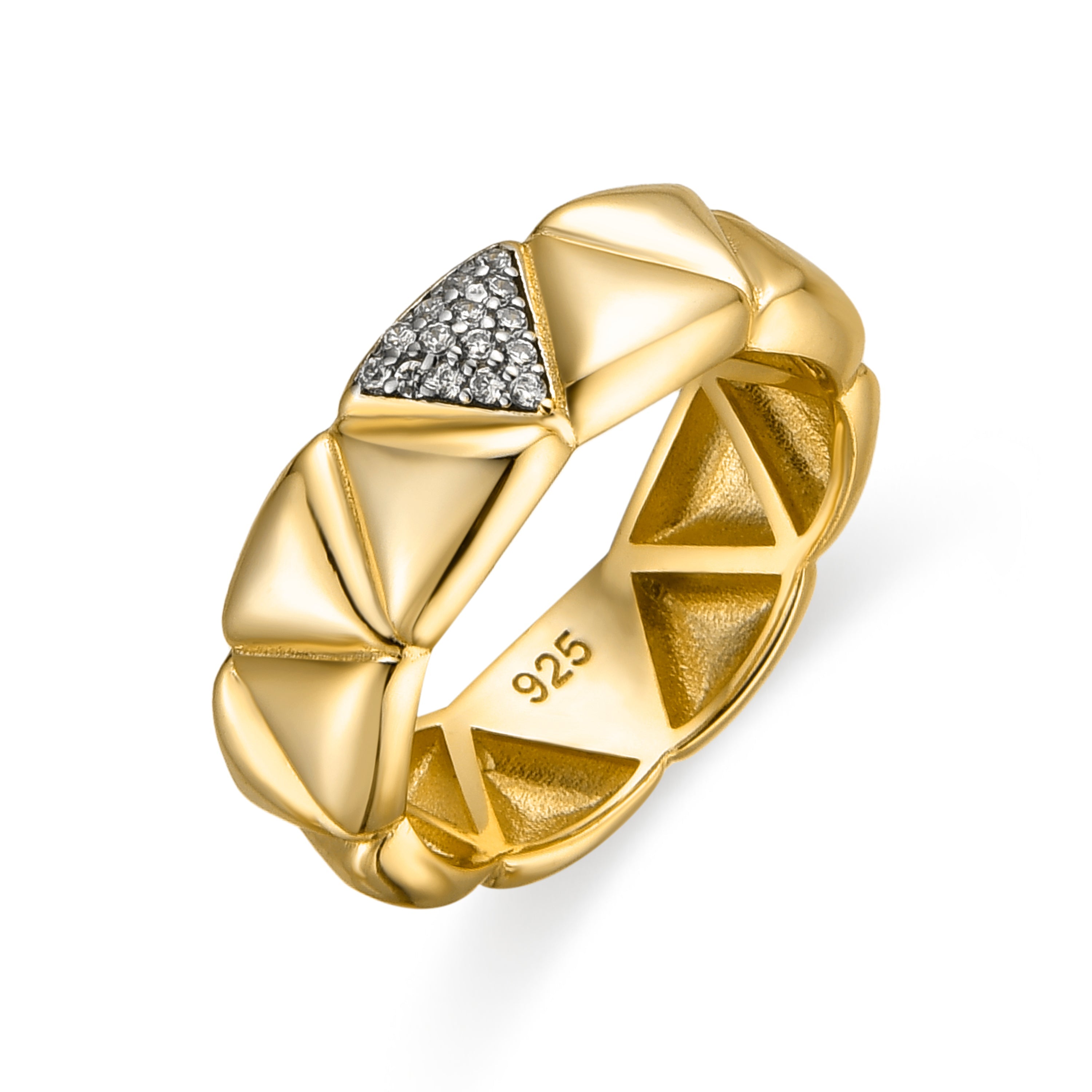 Anillo de Plata de Ley 925 y Circonita Brillante acabado oro amarillo de 18k - Imwa